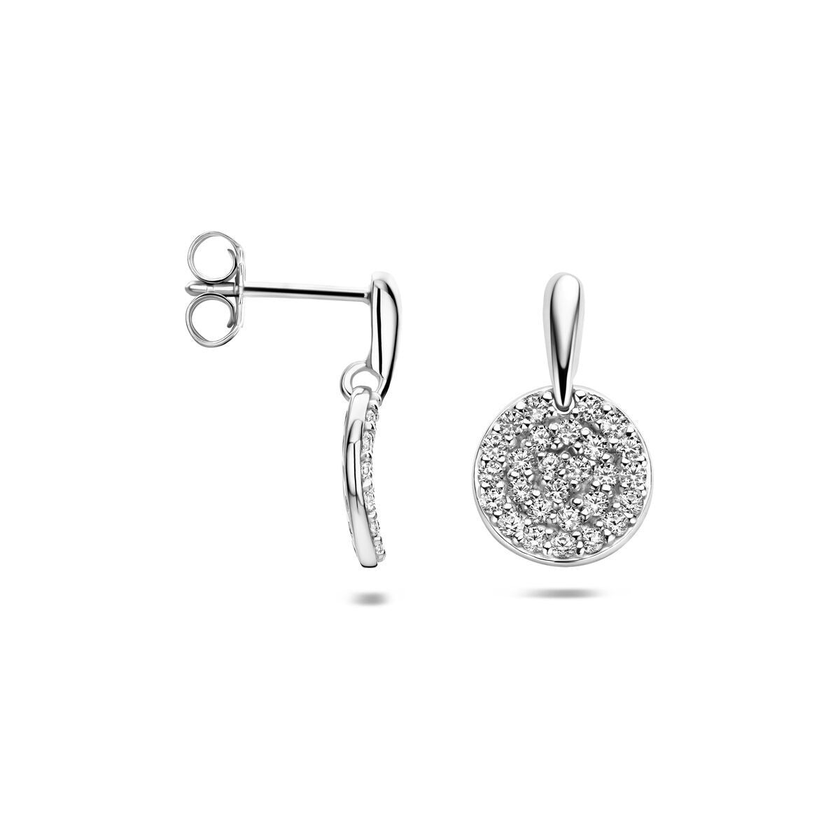 Boucles d'oreilles en argent rhodié avec pavé de zircone