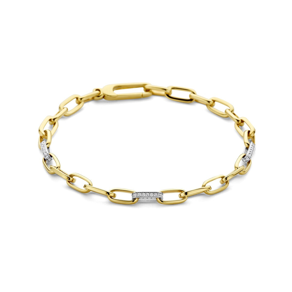 Bracelet bicolore en or jaune et blanc avec diamants.