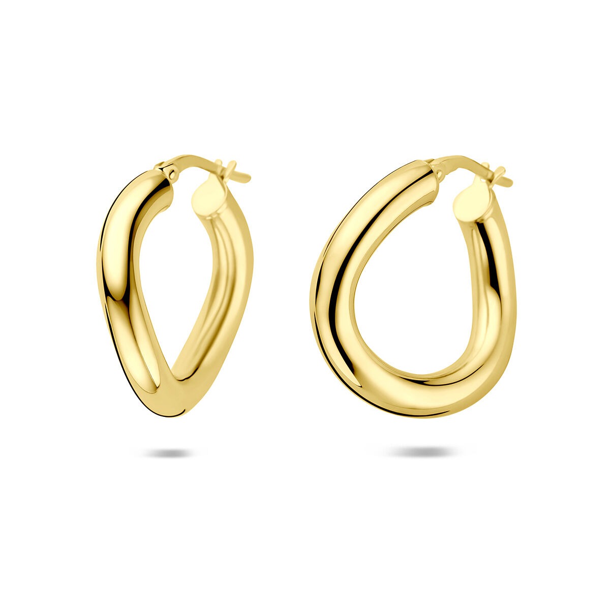 Boucles d'oreilles en argent doré, forme ovale, 23 mm de diamètre.
