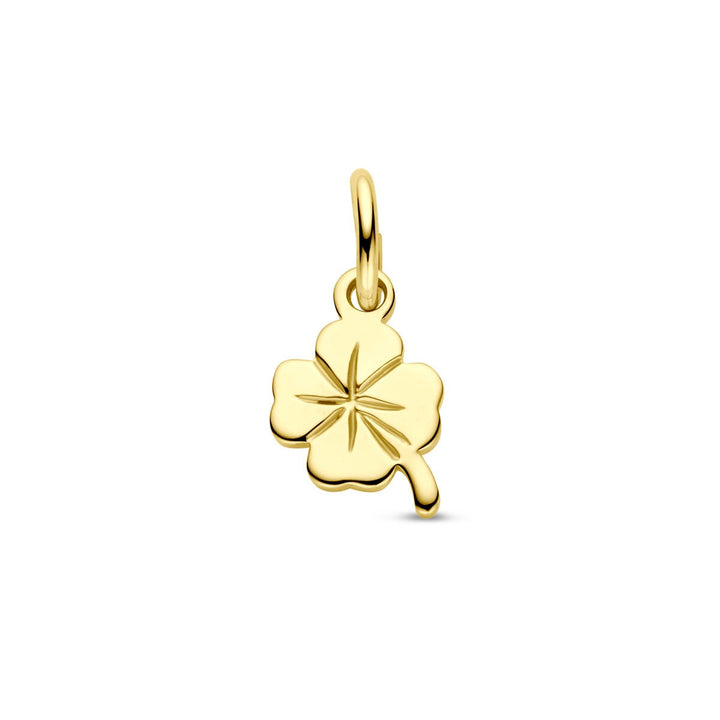 9k Geelgouden klavertje hanger
