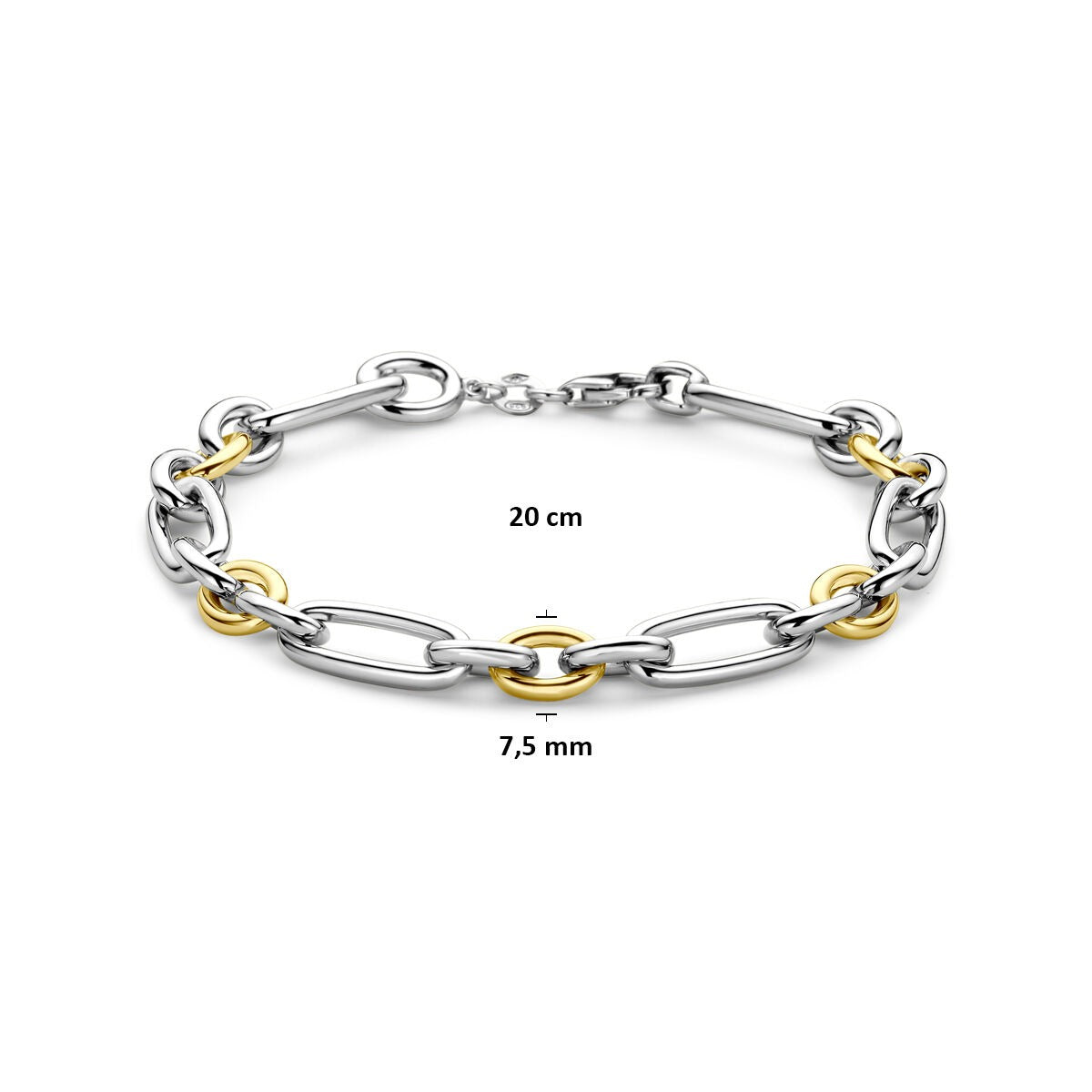 Bracelet en or jaune et argent en forme d'ancre