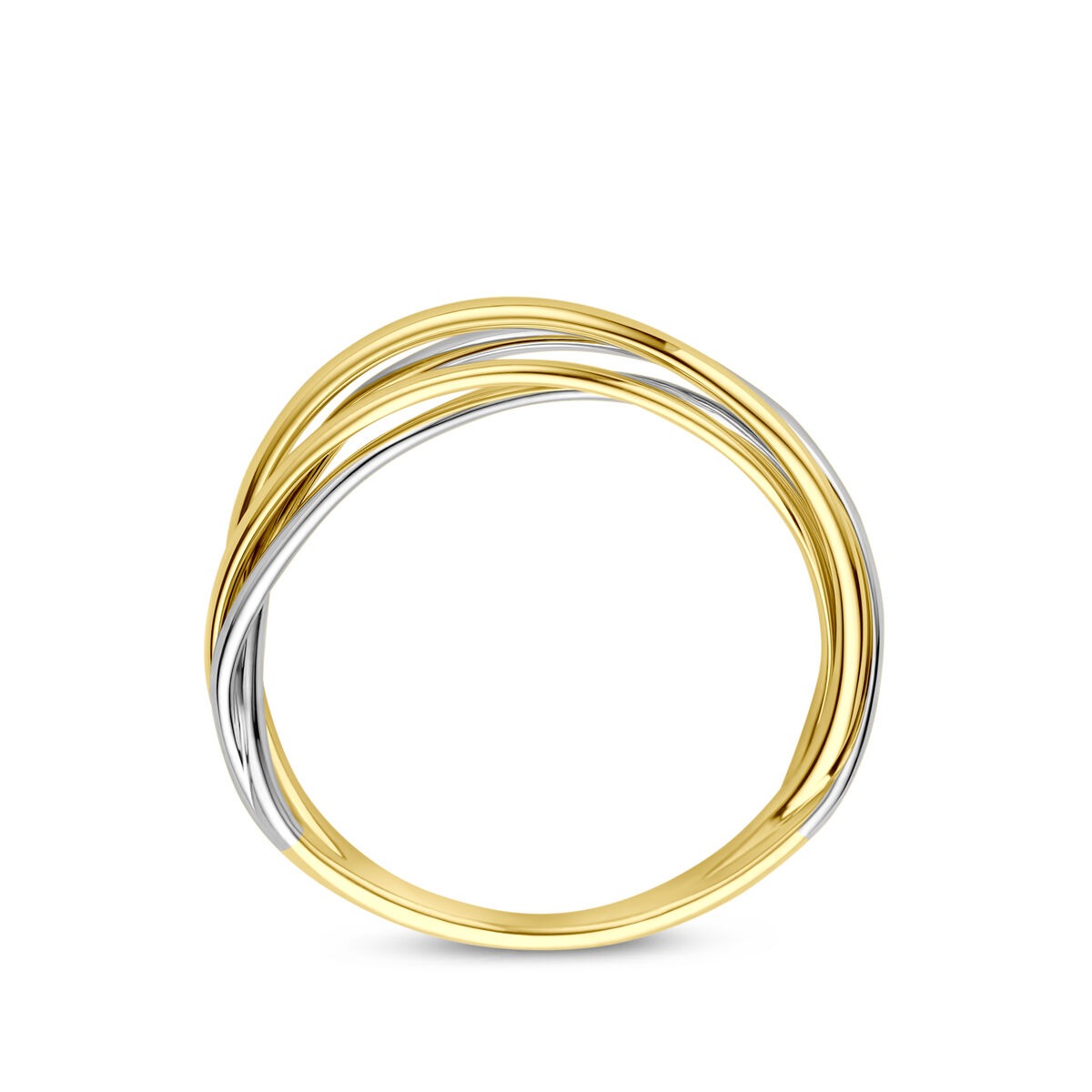bague pour femme en or jaune et or blanc bicolore 5mm de large
