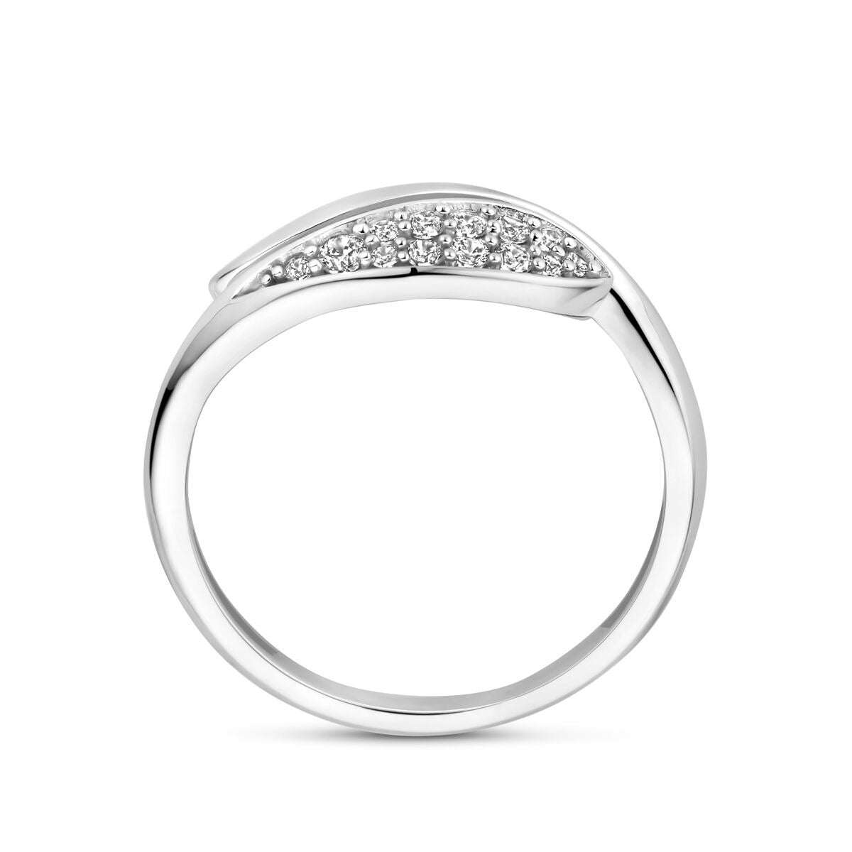 Bague en argent avec zircone taillée en brillant – argent rhodié, 8,5 mm de large