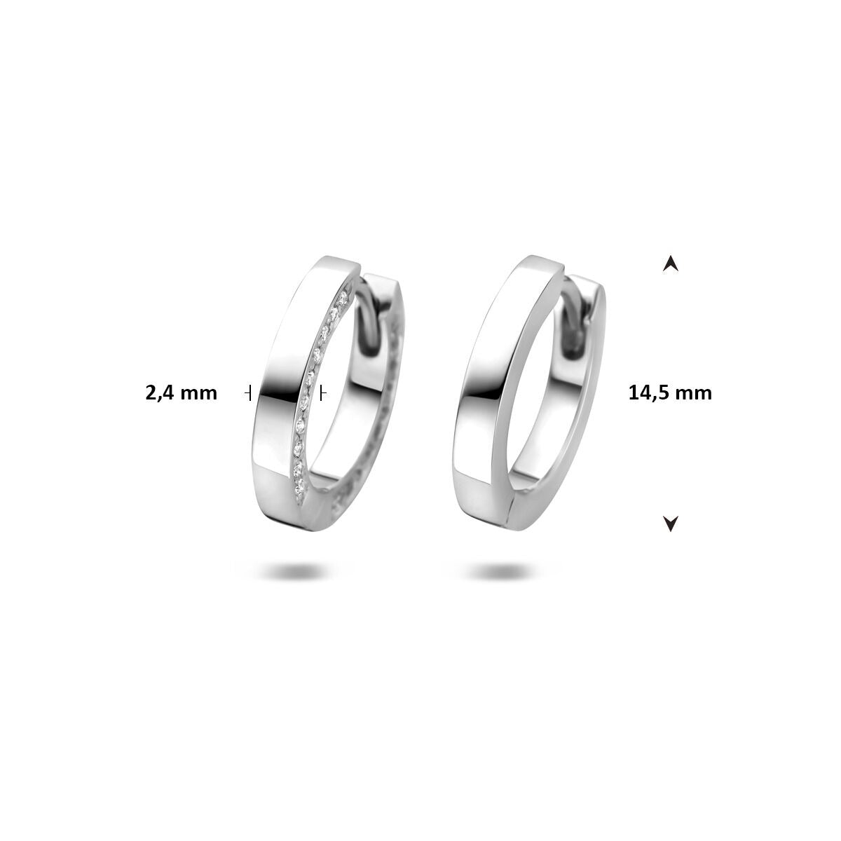 Boucles d'oreilles pour femme en argent avec zircone – rhodié argent 14,5 mm