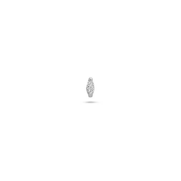 Gerhodineerd zilveren flat back piercing met ovale zirkonia – 925 zilver