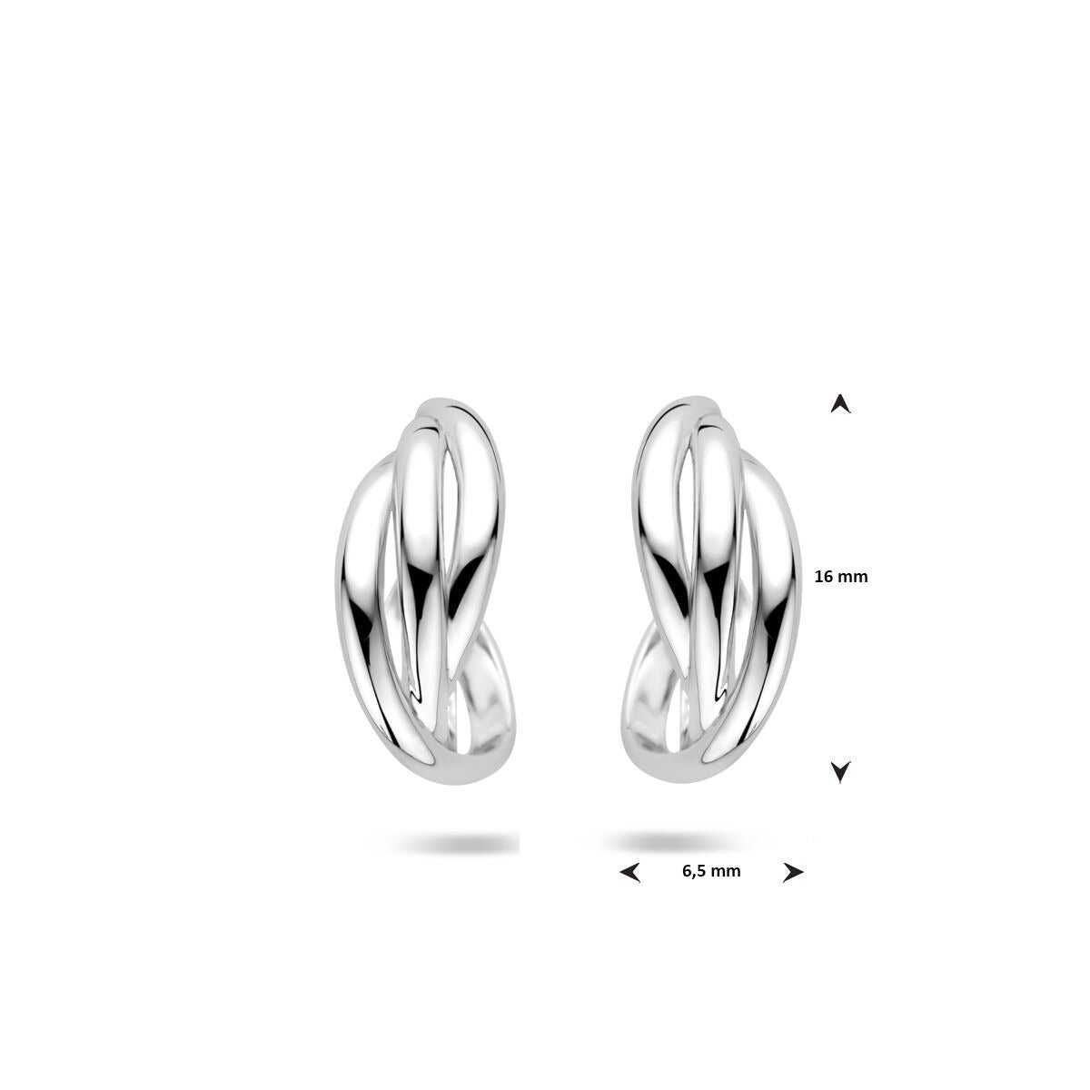 Boucles d'oreilles en argent torsadées – rhodiées argent 925, 16 x 6.5 mm