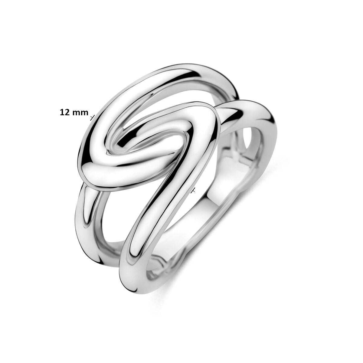 Bague pour femme en argent rhodié 925, 12 mm de large
