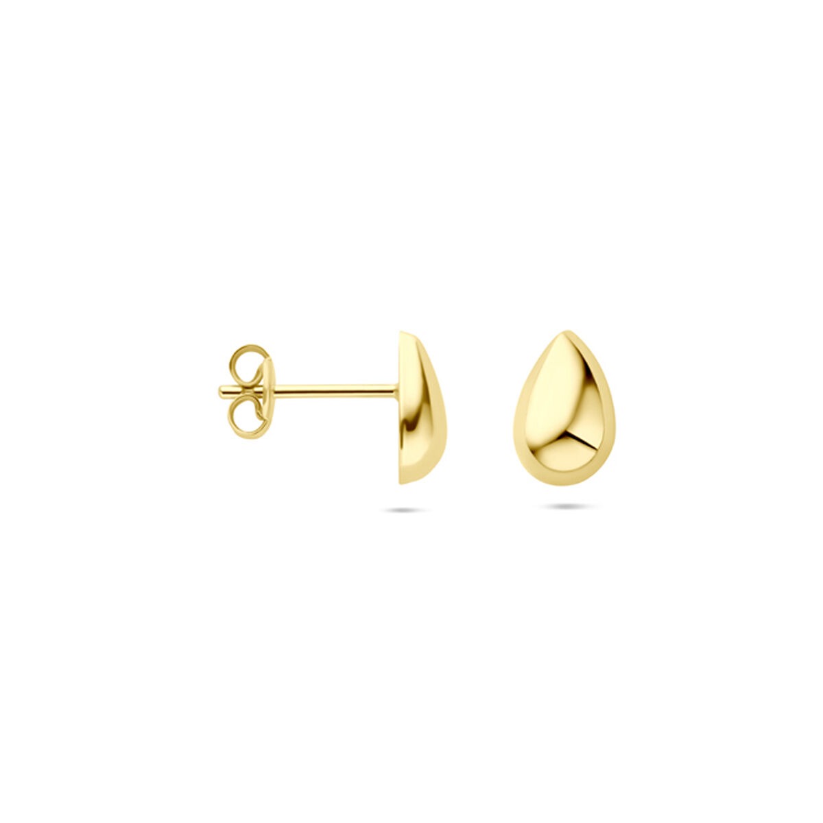 puces d'oreilles en or jaune en forme de goutte