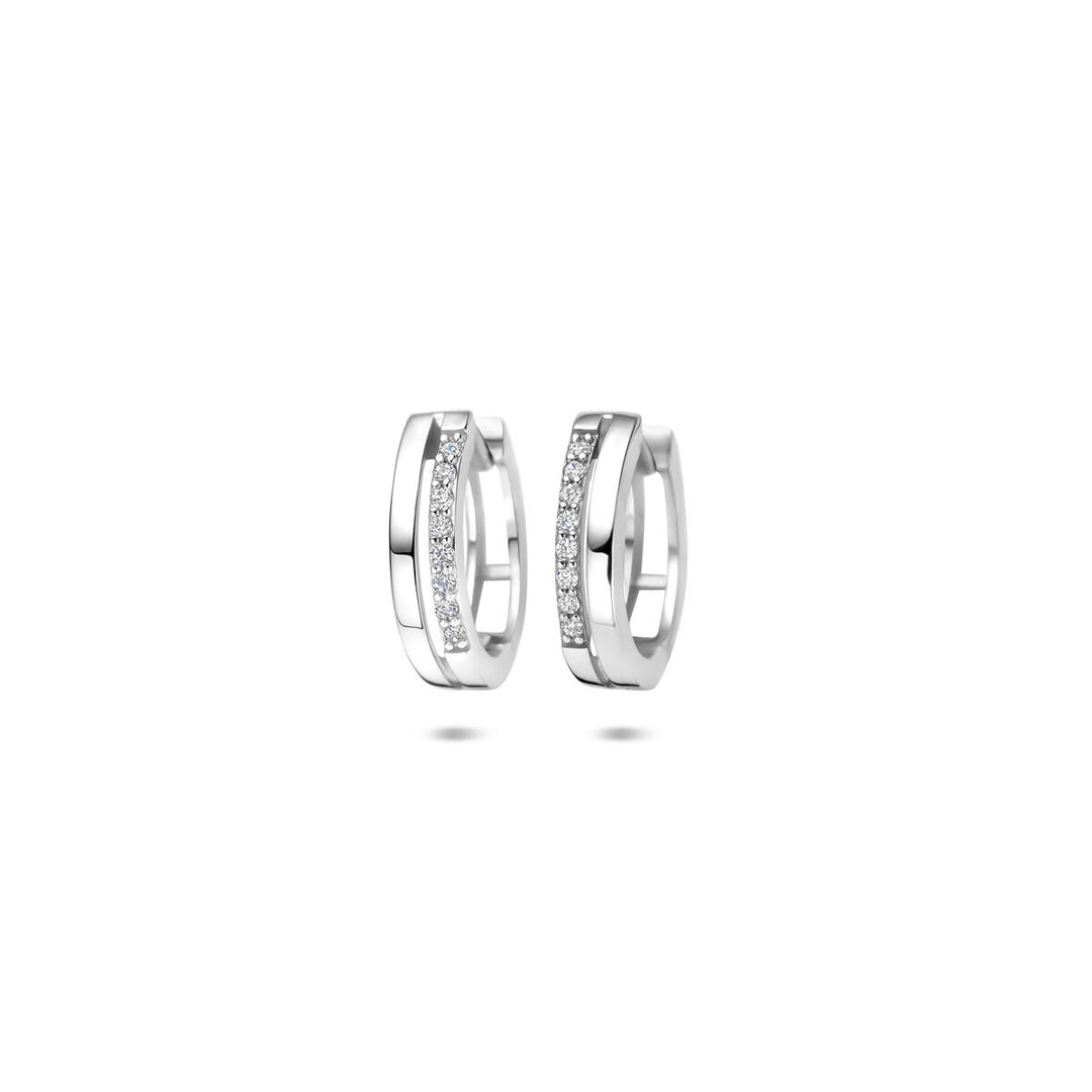 Zilveren klapoorringen met zirkonia – gerhodineerd 925 zilver