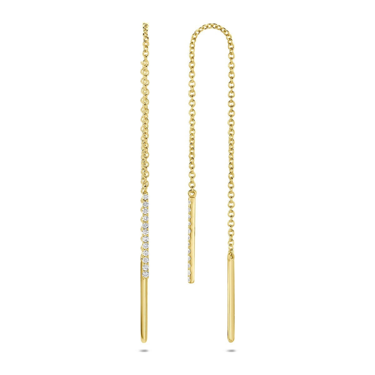 Boucles d'oreilles à poussette en or jaune 14k avec diamant