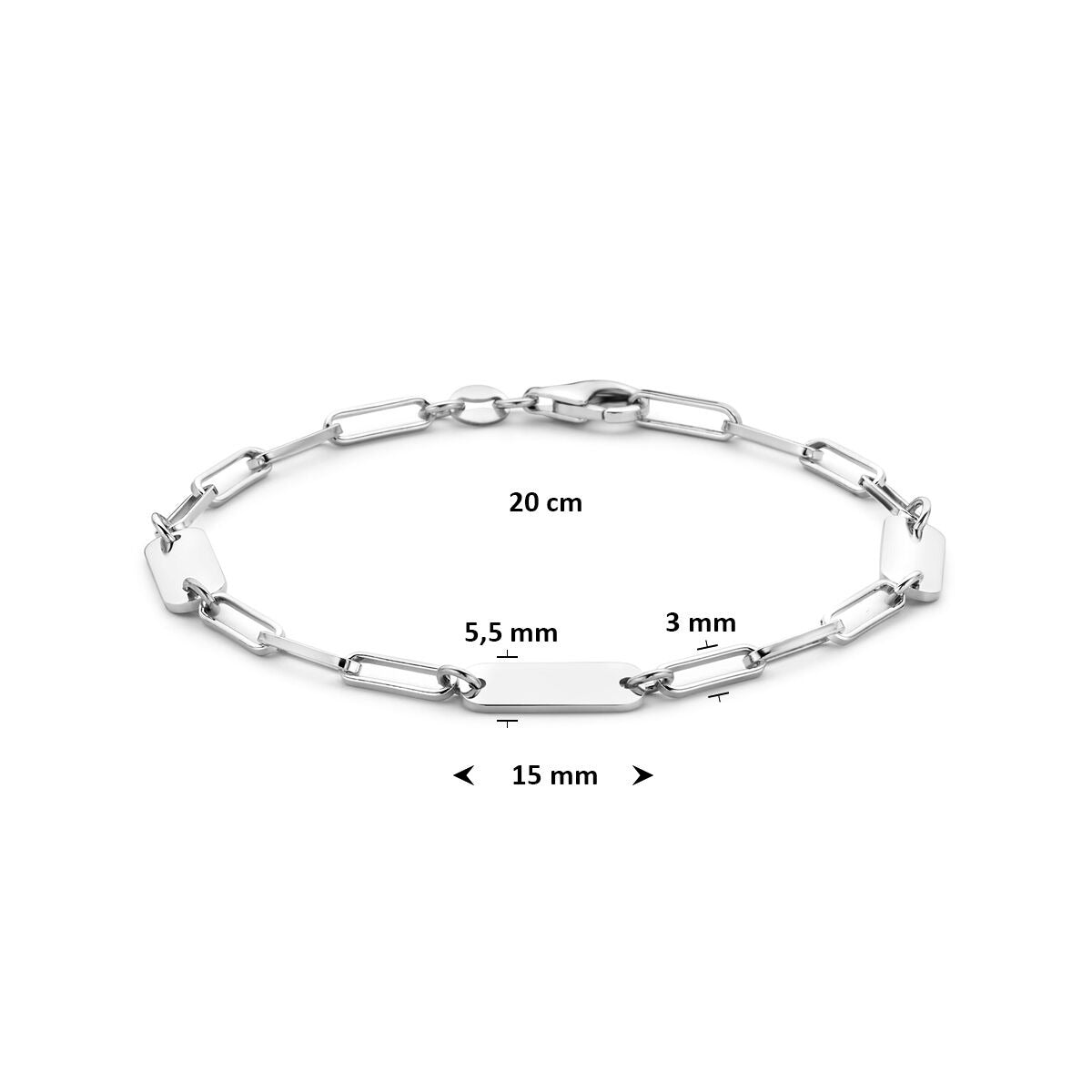 Bracelet gravé en argent rhodié pour homme