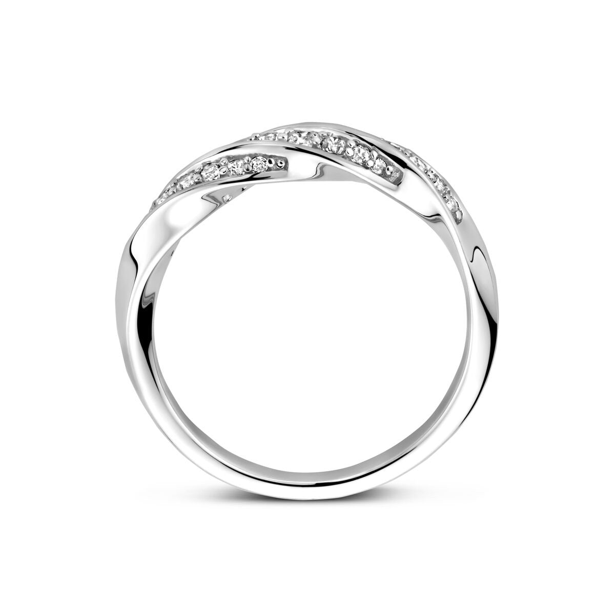Bague en argent rhodié avec zircone – 5 mm