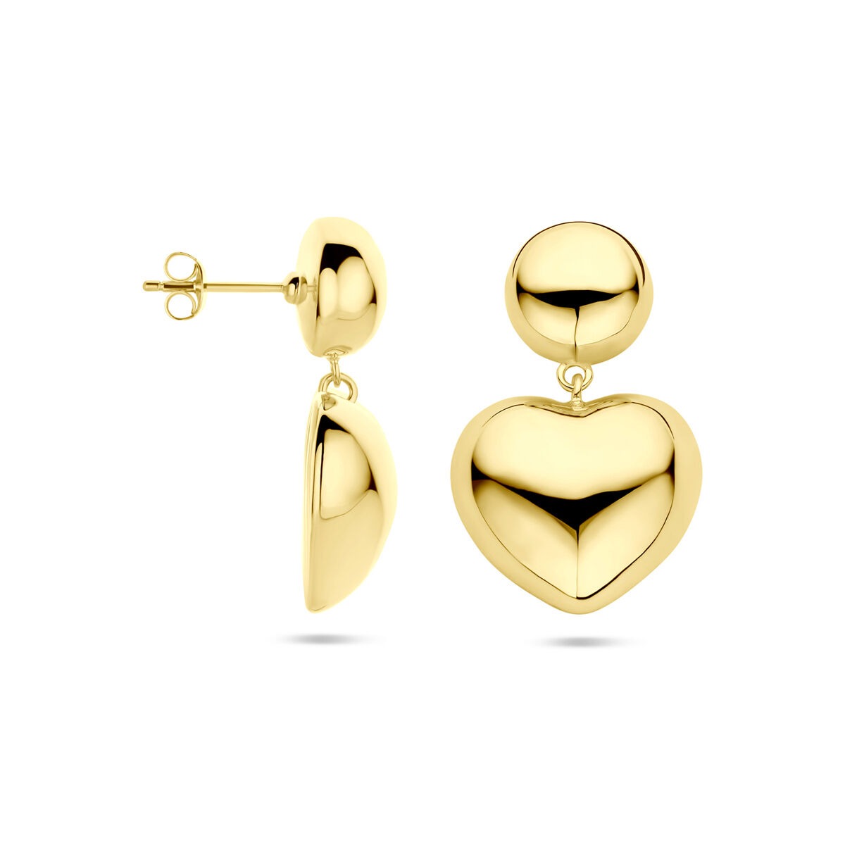 Boucles d'oreilles en argent 925 plaqué or avec cœur
