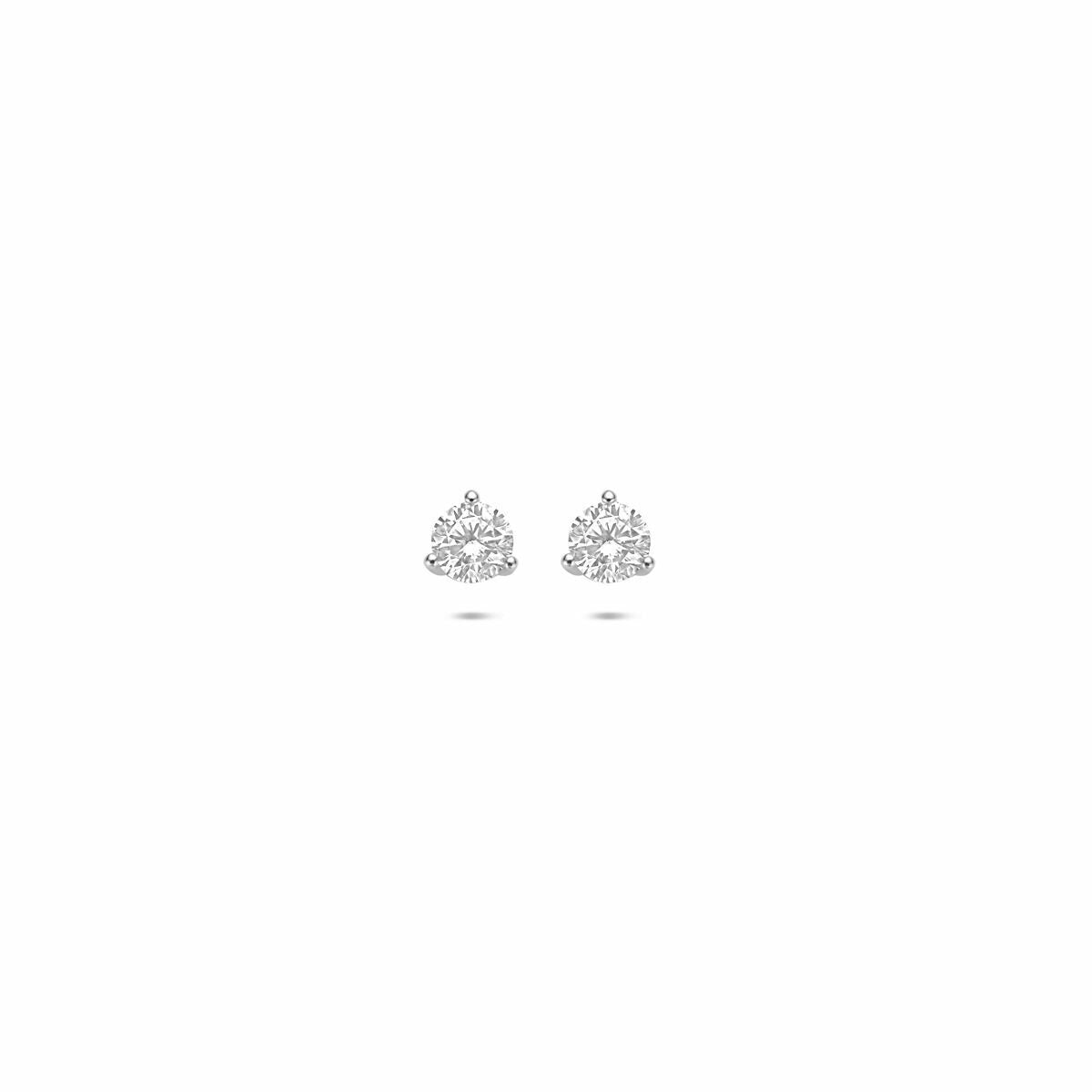 Boucles d'oreilles en argent rhodié avec zirconia, en forme de petites pierres brillantes.