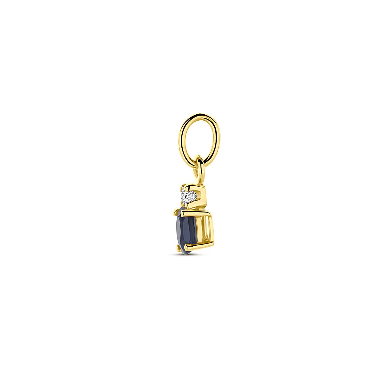 Pendentif en or jaune 14k avec saphir et zircone – 12 mm