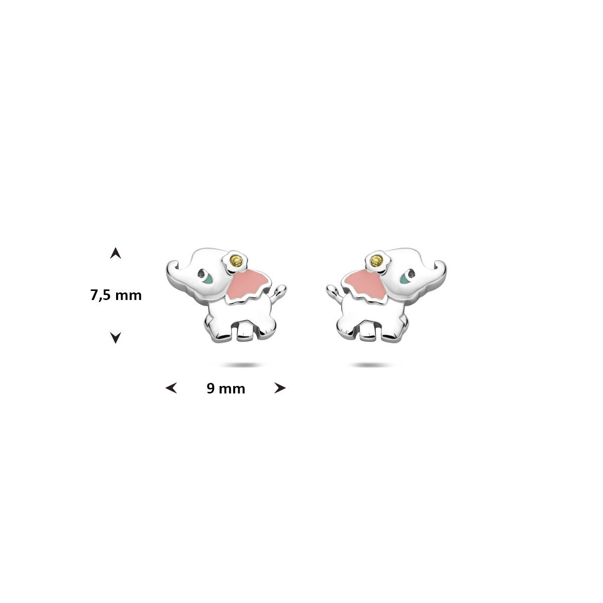 Puces d'oreilles pour enfant en argent éléphant avec zircone – 925 rhodié
