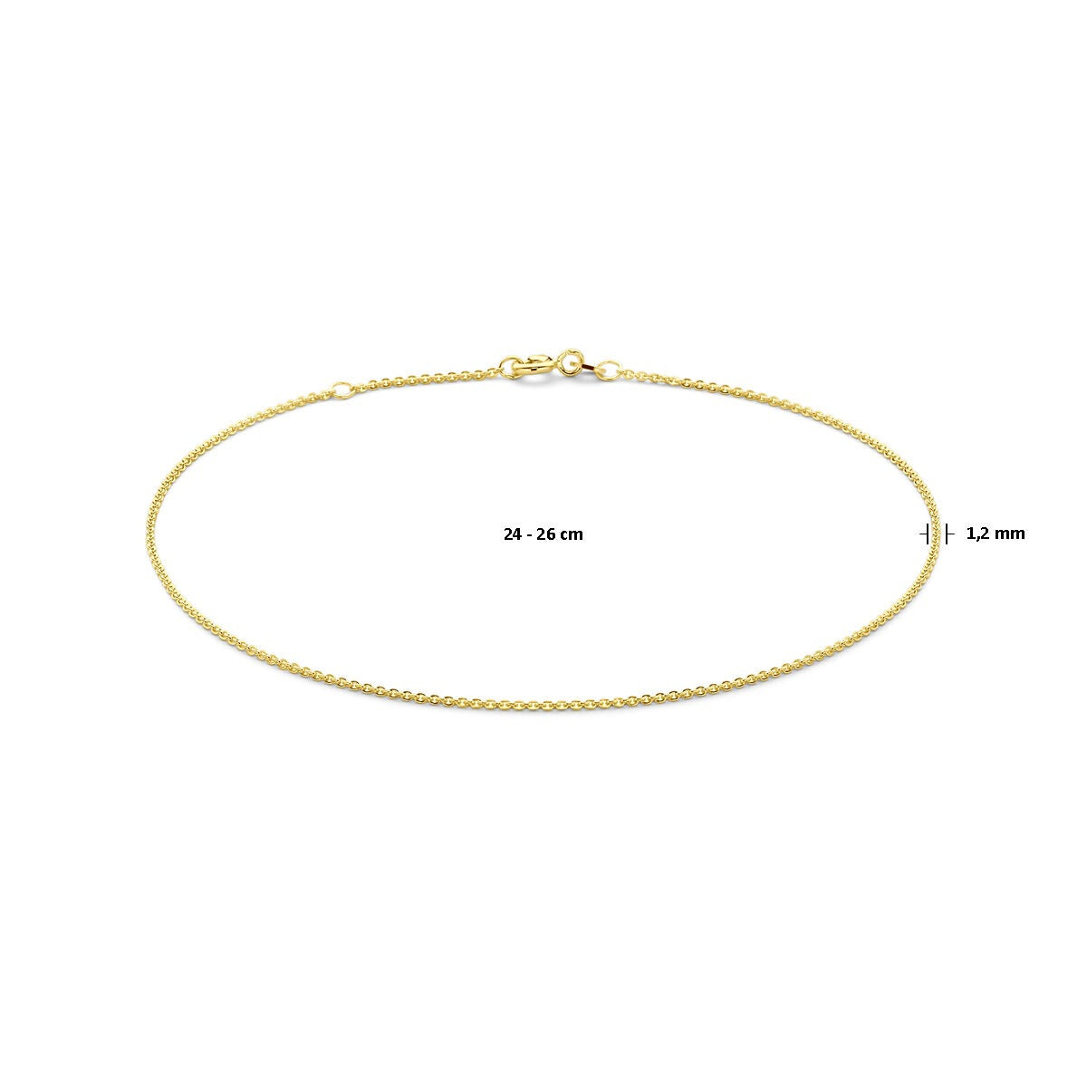 Bracelet de cheville en or jaune 14k avec maille plate ancre