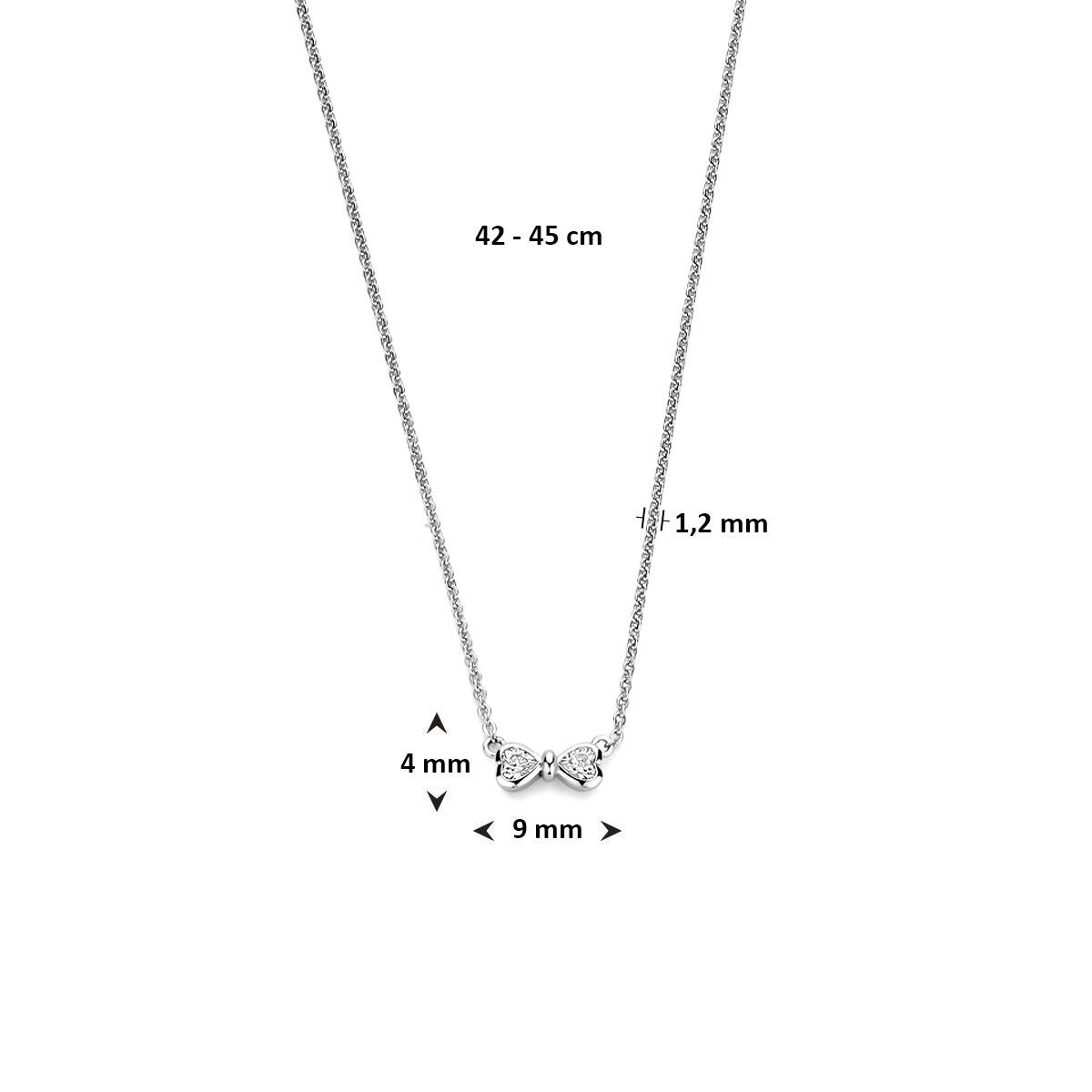 Collier en argent avec zircone – détail en forme de cœur 42 - 45 cm