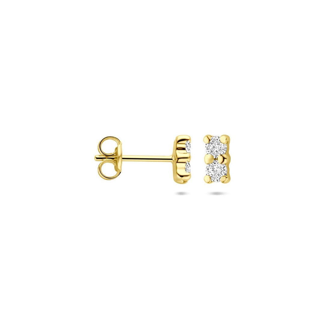 14k geelgouden oorknoppen met zirkonia