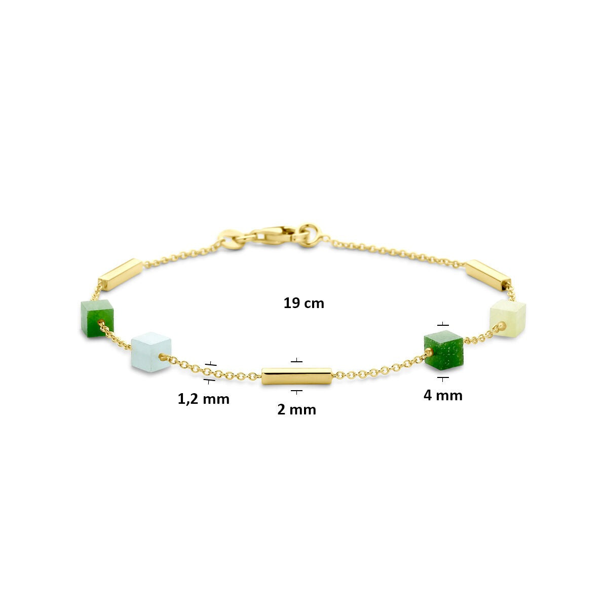 Bracelet en or 14k avec quartzite bleu et vert - pour femme