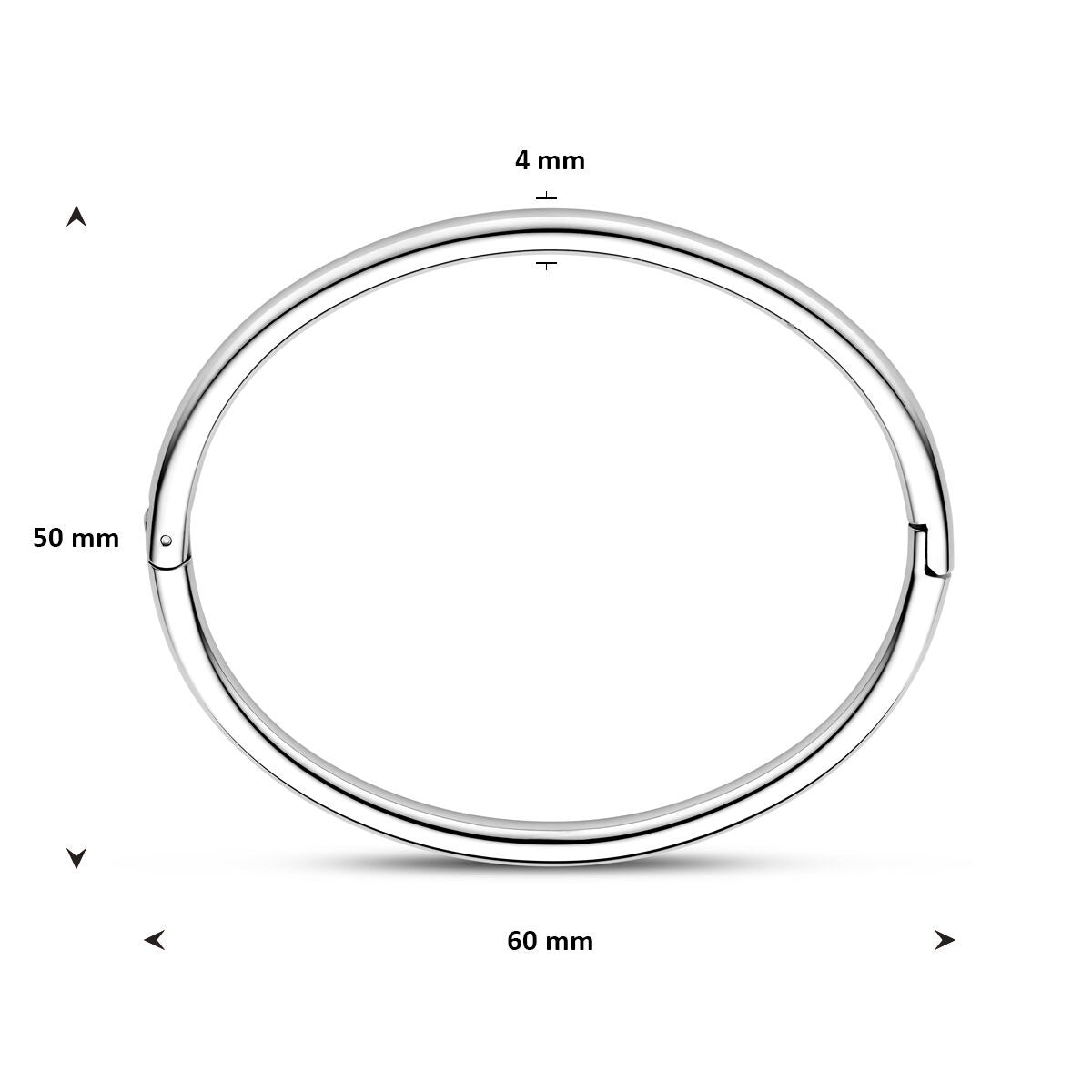 Bangle en acier pour femme avec charnière couleur argent 4 mm 60 mm