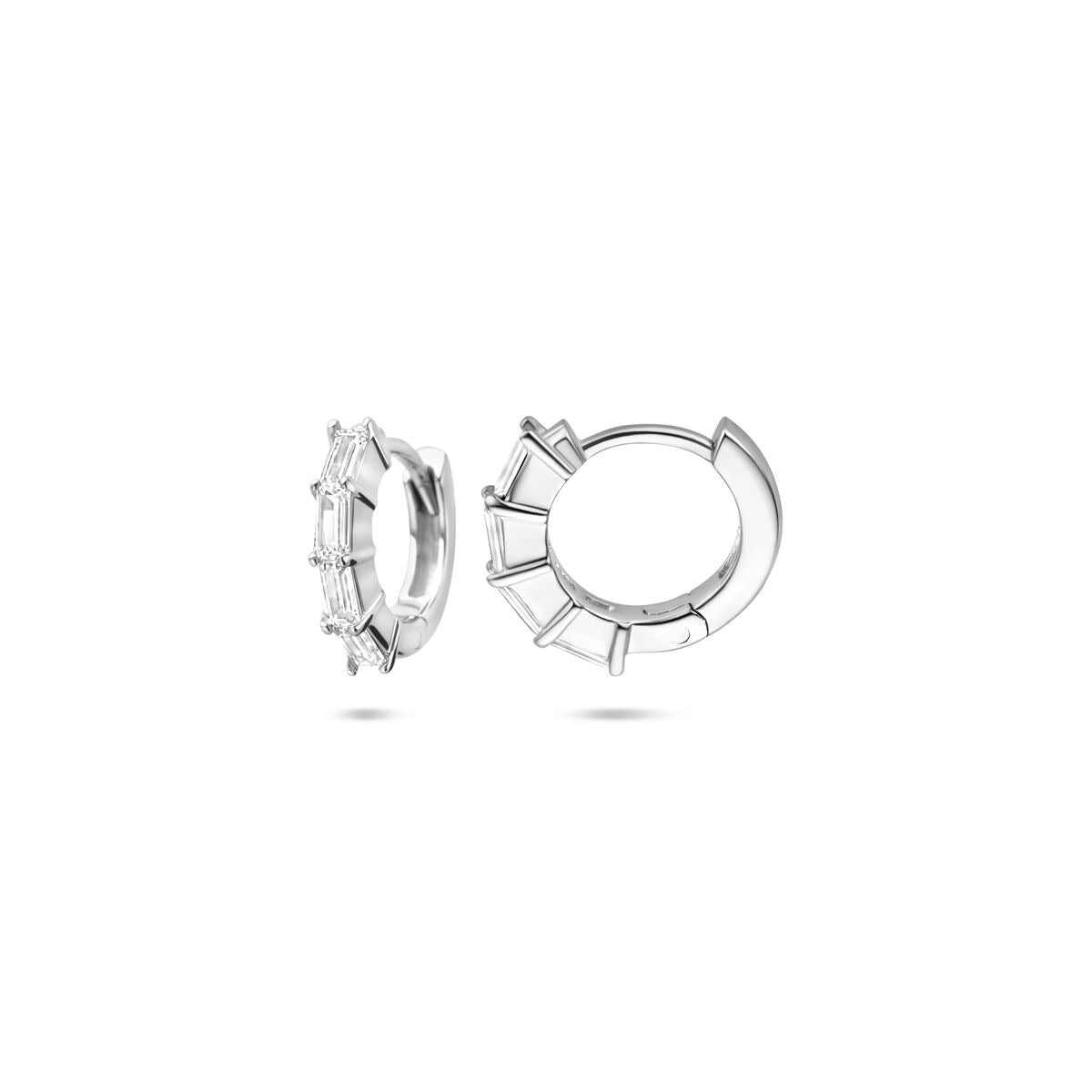 Créoles en argent rhodié avec zircone