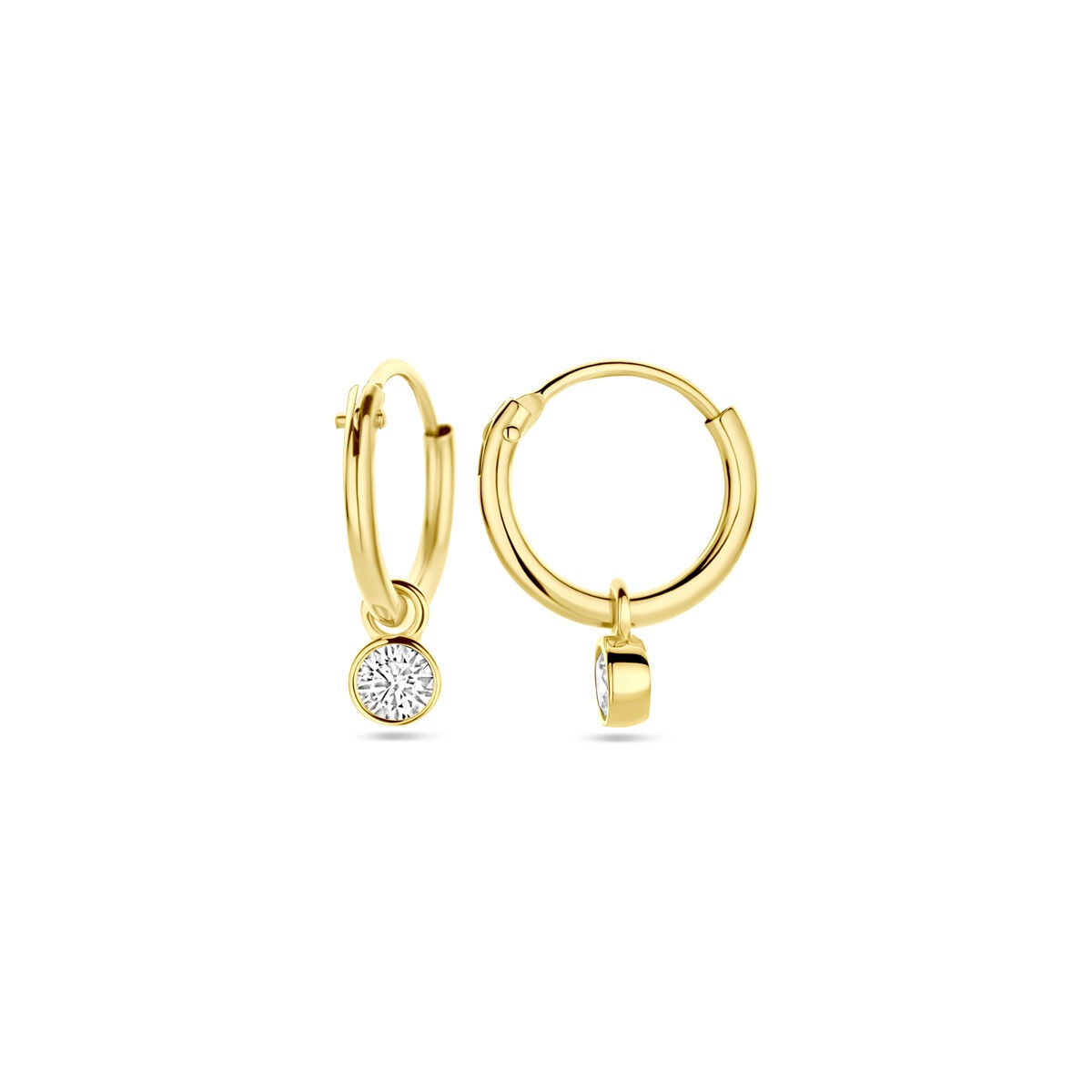 Créoles en or avec zircone – 14k, boîtier