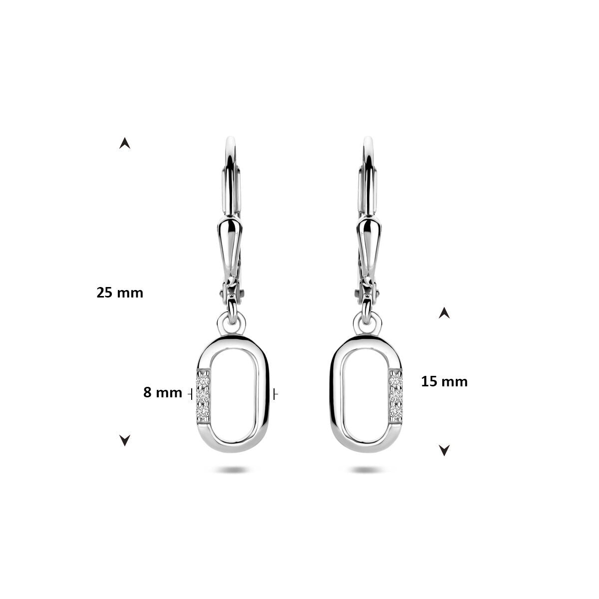 Boucles d'oreilles en argent avec zircone – design entourage rhodié 25 mm