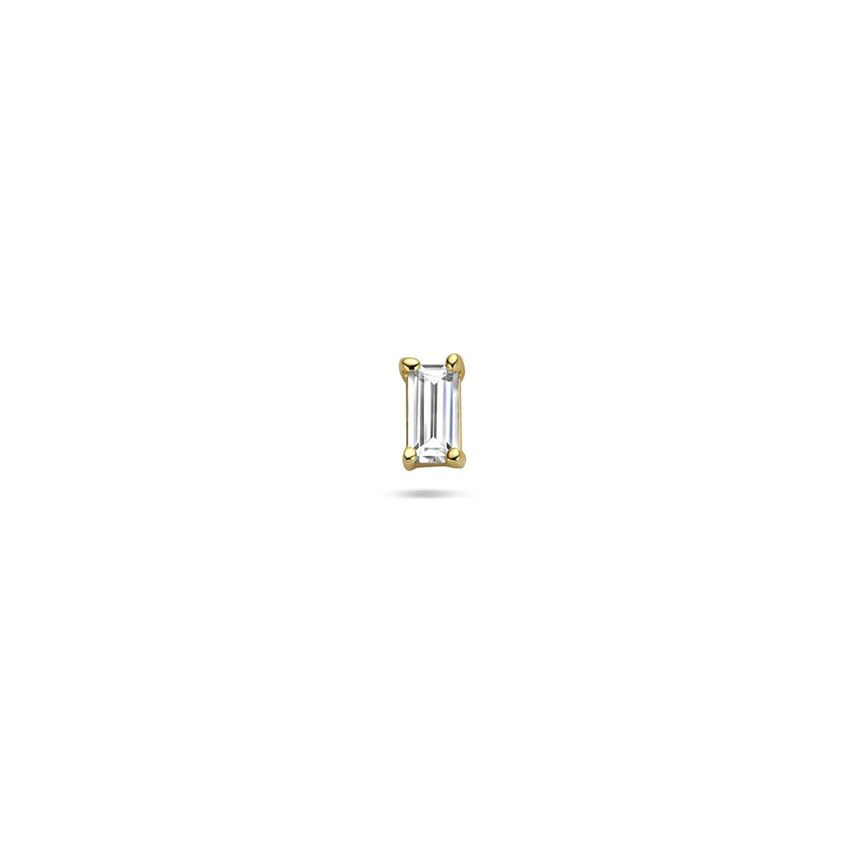 Piercing en argent 925 plaqué or avec zirconia baguette.