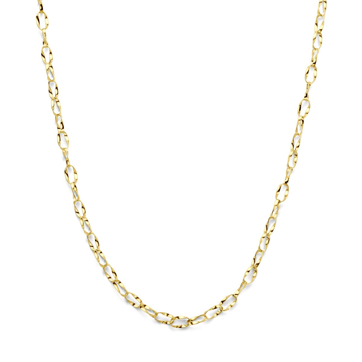 Collier en or 14k avec maillons en ancre, finition brillante.