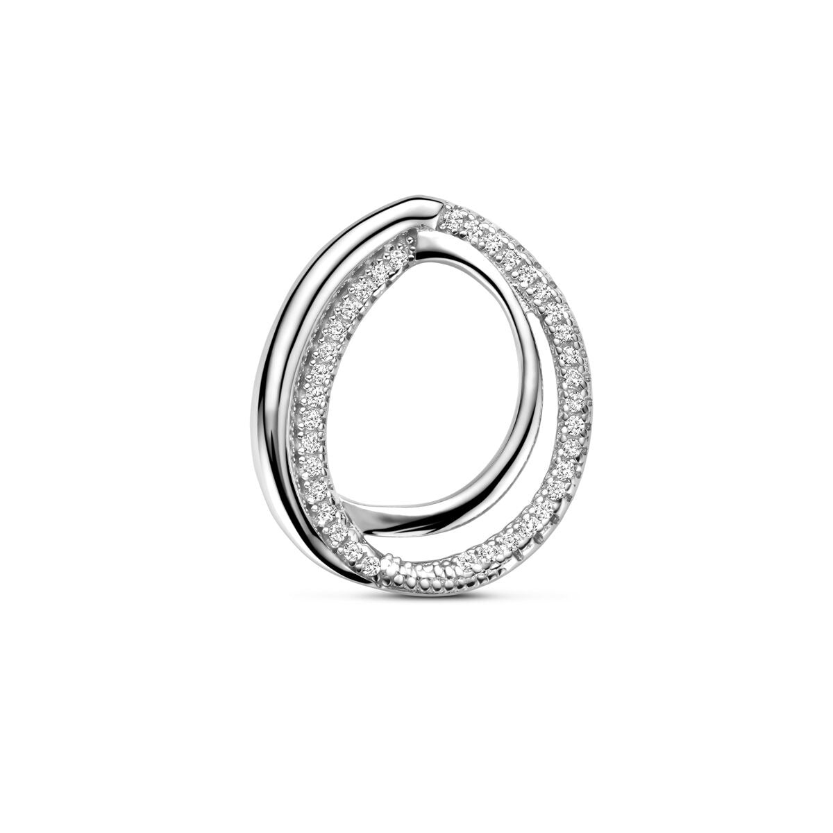 Pendentif en argent rhodié 925 avec une entourage de zirconia.