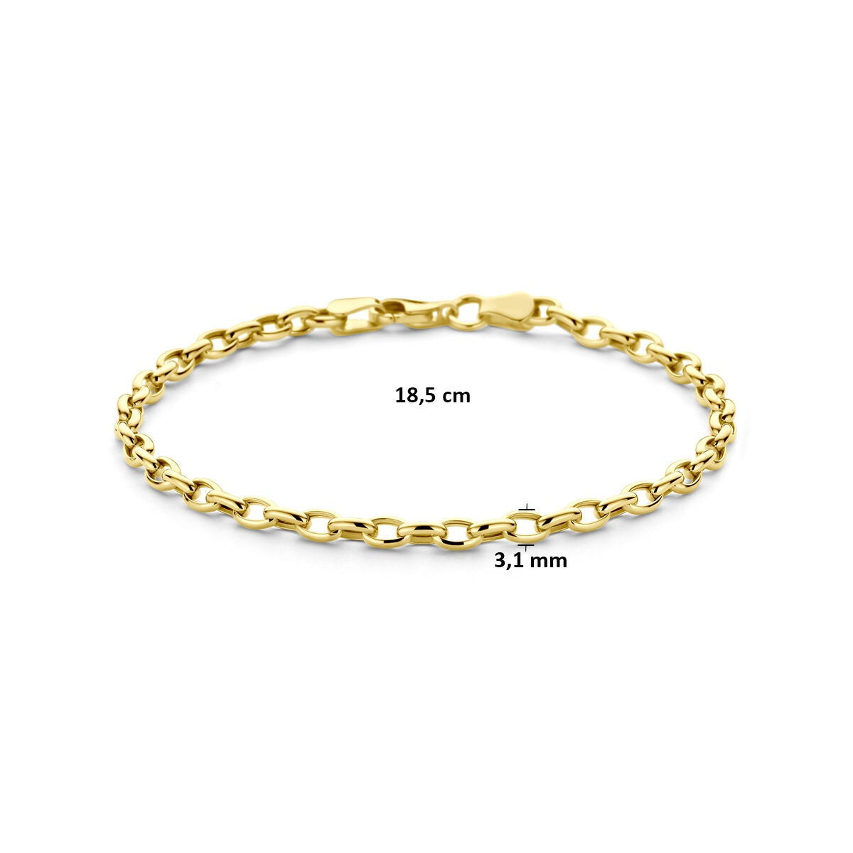 Bracelet en maille ancre en or jaune 9k