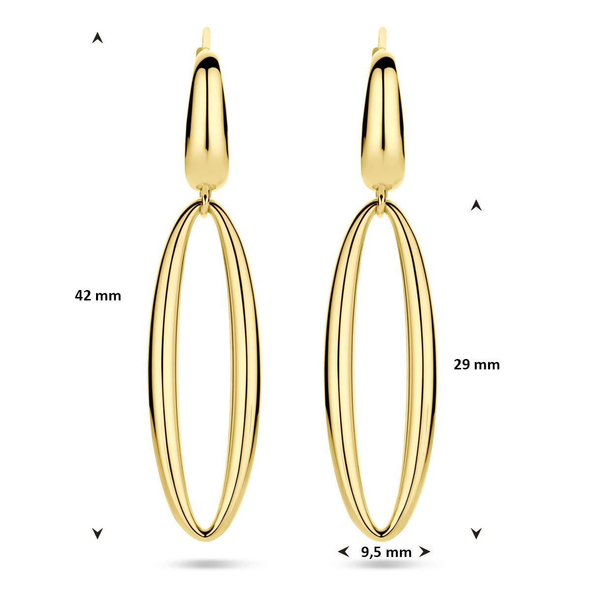 Boucles d'oreilles pour femme – 14k or jaune 42 mm long