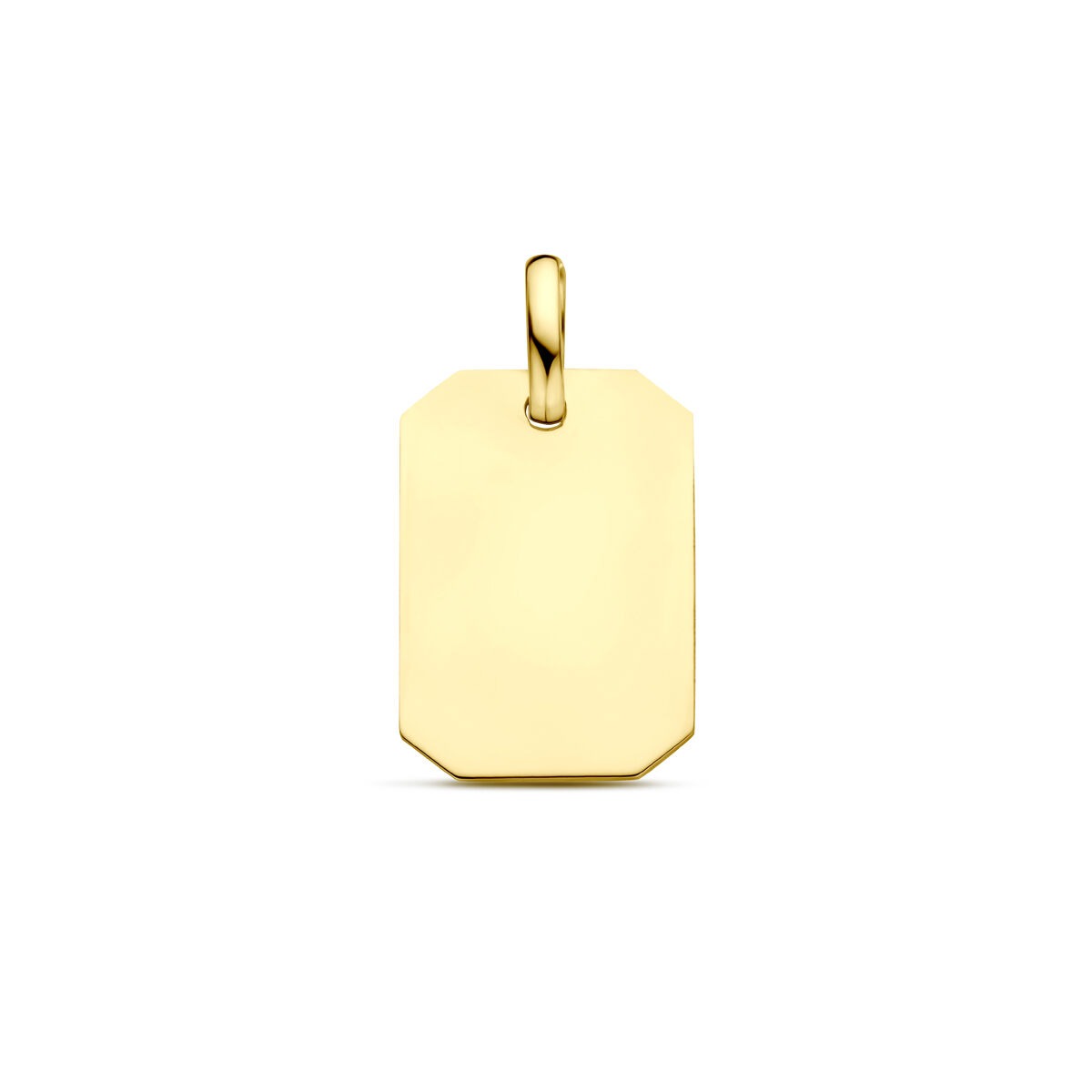 Pendentif en or jaune 9 carats de forme rectangulaire avec une finition lisse.