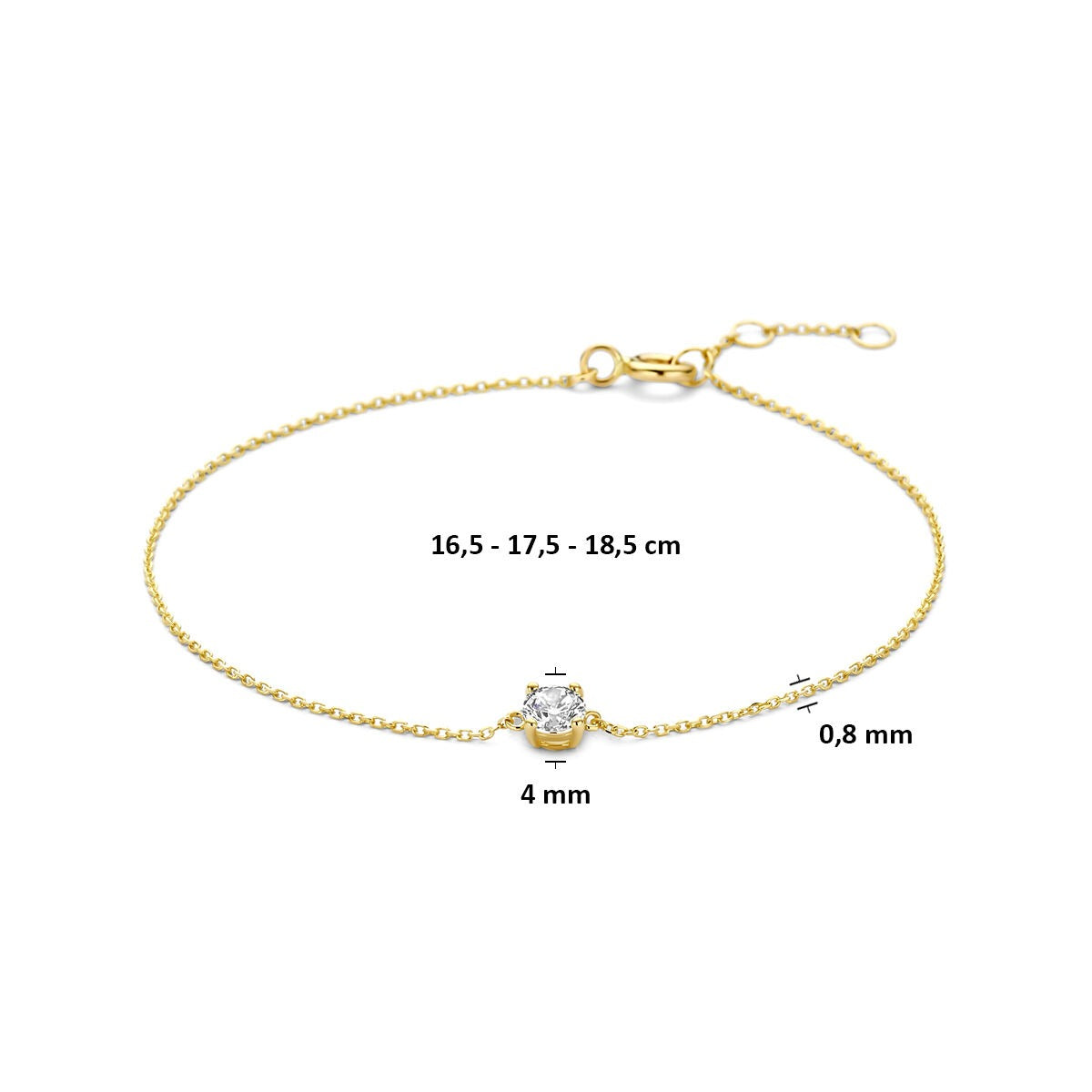 bracelet zircone 16,5 - 17,5 - 18,5 cm or jaune 9K