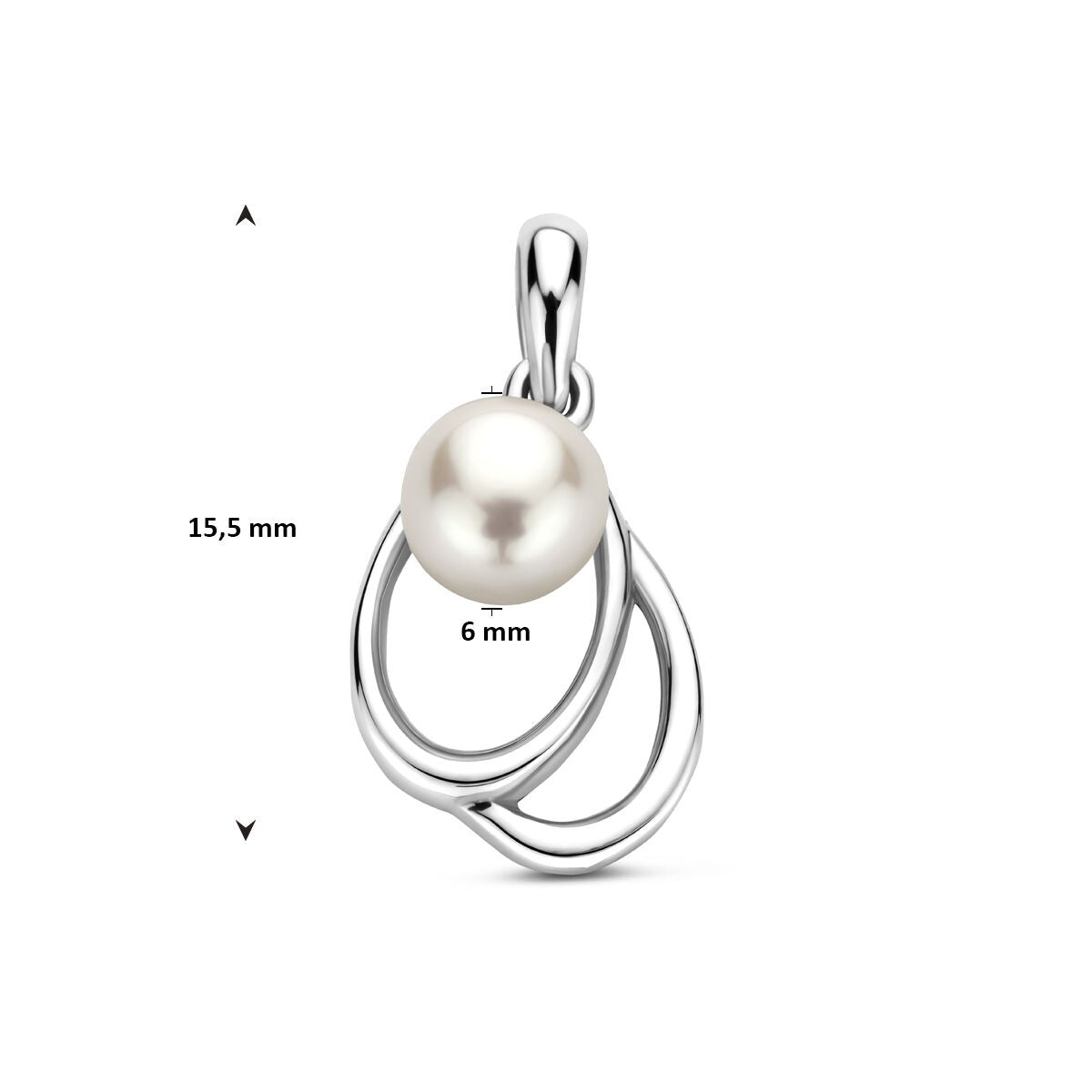 Pendentif en argent avec perle – rhodié argent 15,5 mm