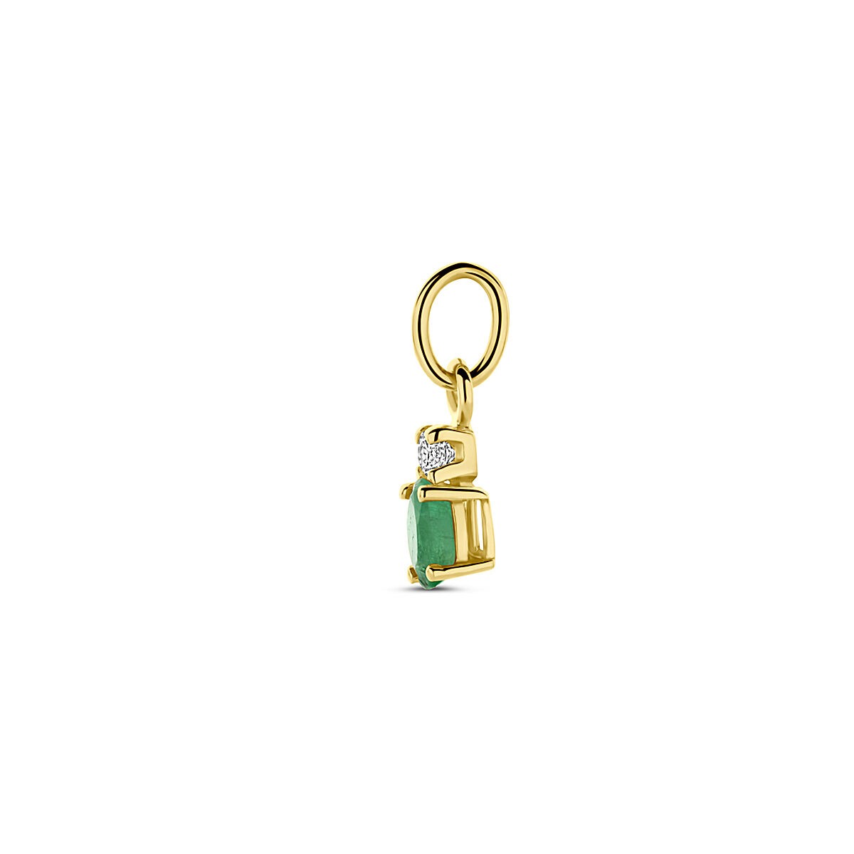 Pendentif en or jaune 14k avec émeraude et zircone – 12 mm