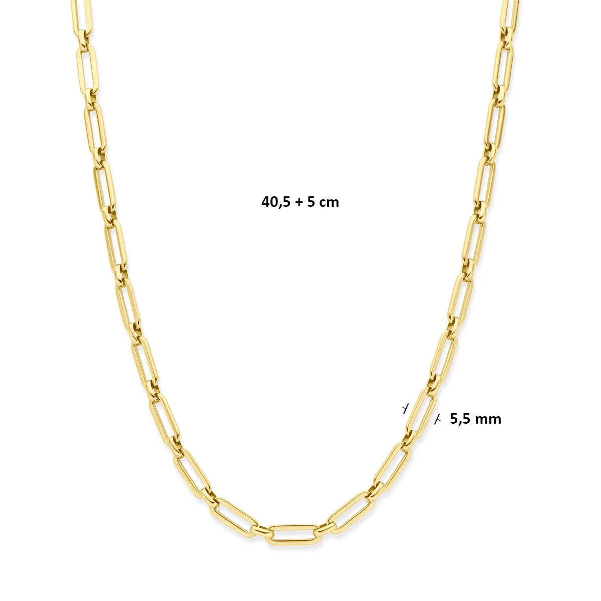 Collier en acier pour femme avec plaquage doré – 40 à 45 cm