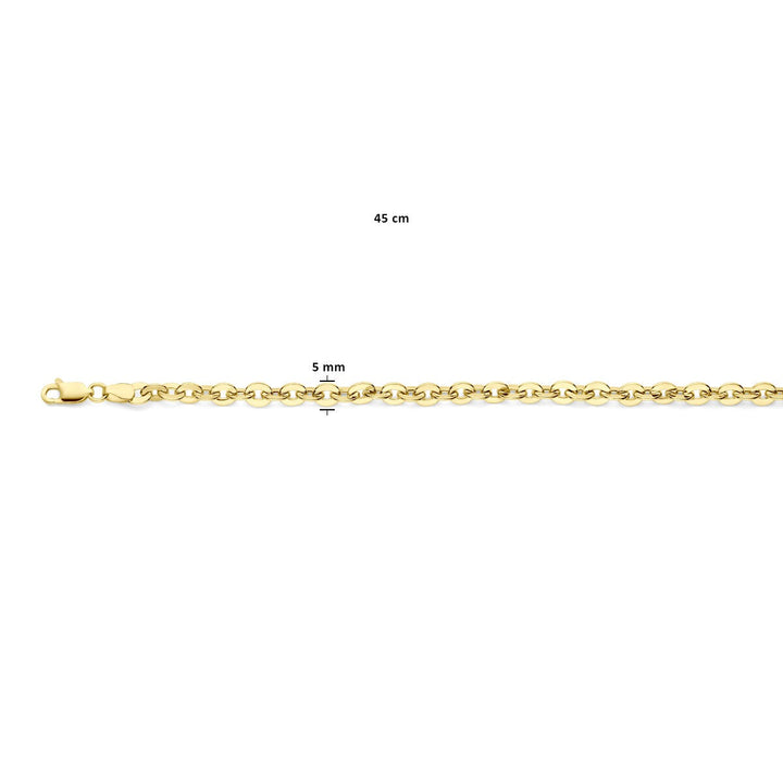 14k Geelgouden Collier met Fantasieschakel – 5mm Breed