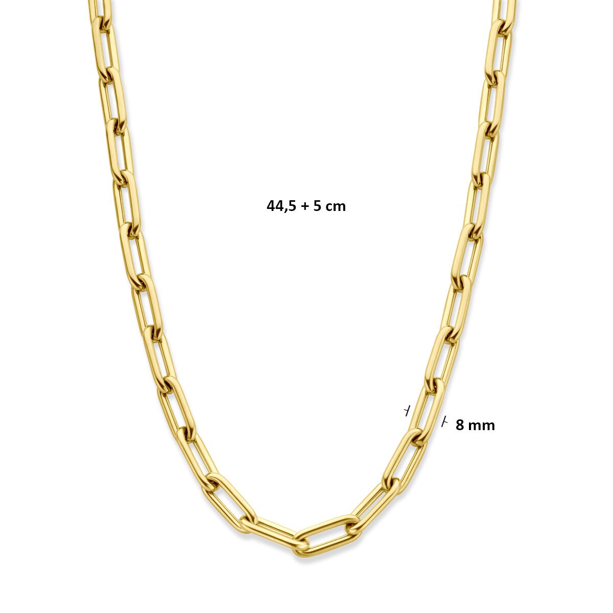 Collier en acier pour femme avec plaquage or – 44,5 à 49,5 cm