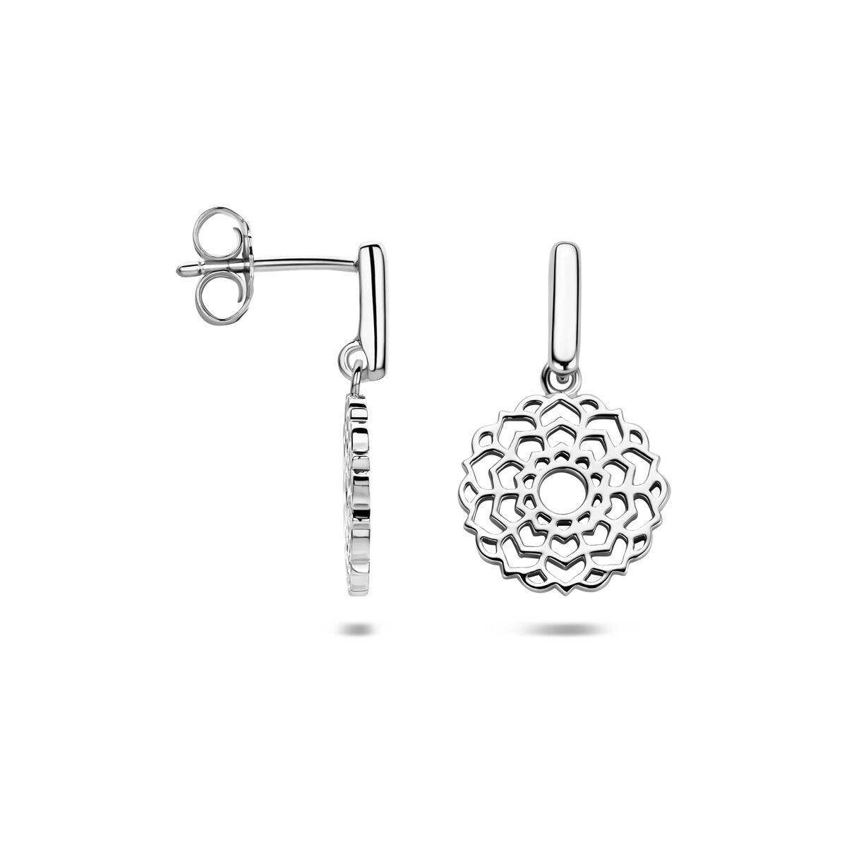 Boucles d'oreilles en argent rhodié fleur