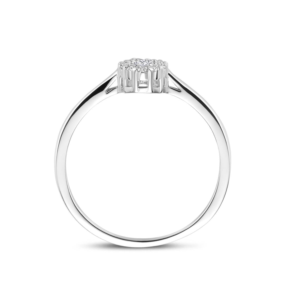 Bague en argent pour femme avec zircone ovale et sertissage entourage