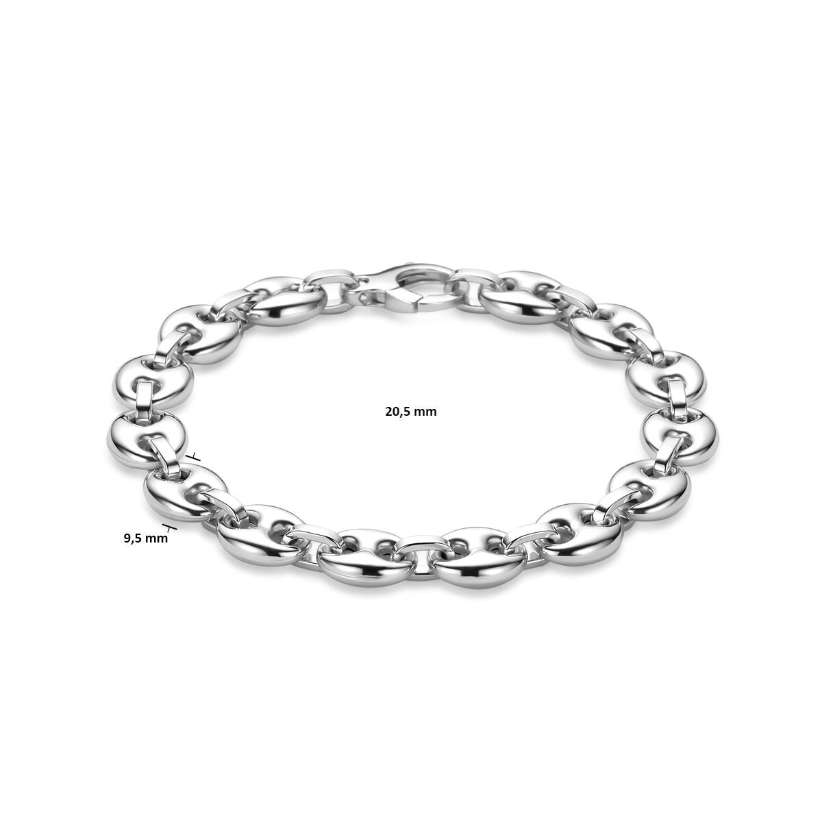 Bracelet en argent rhodié avec maillon en forme de grain de café