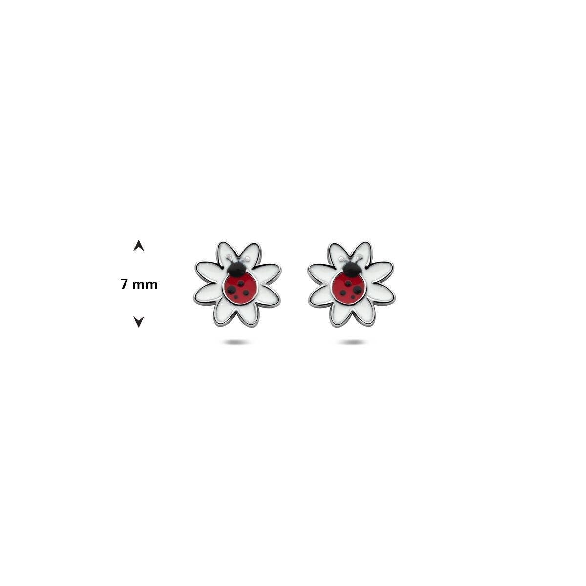 Puces d'oreilles pour enfant coccinelle – rhodié argent 7 mm