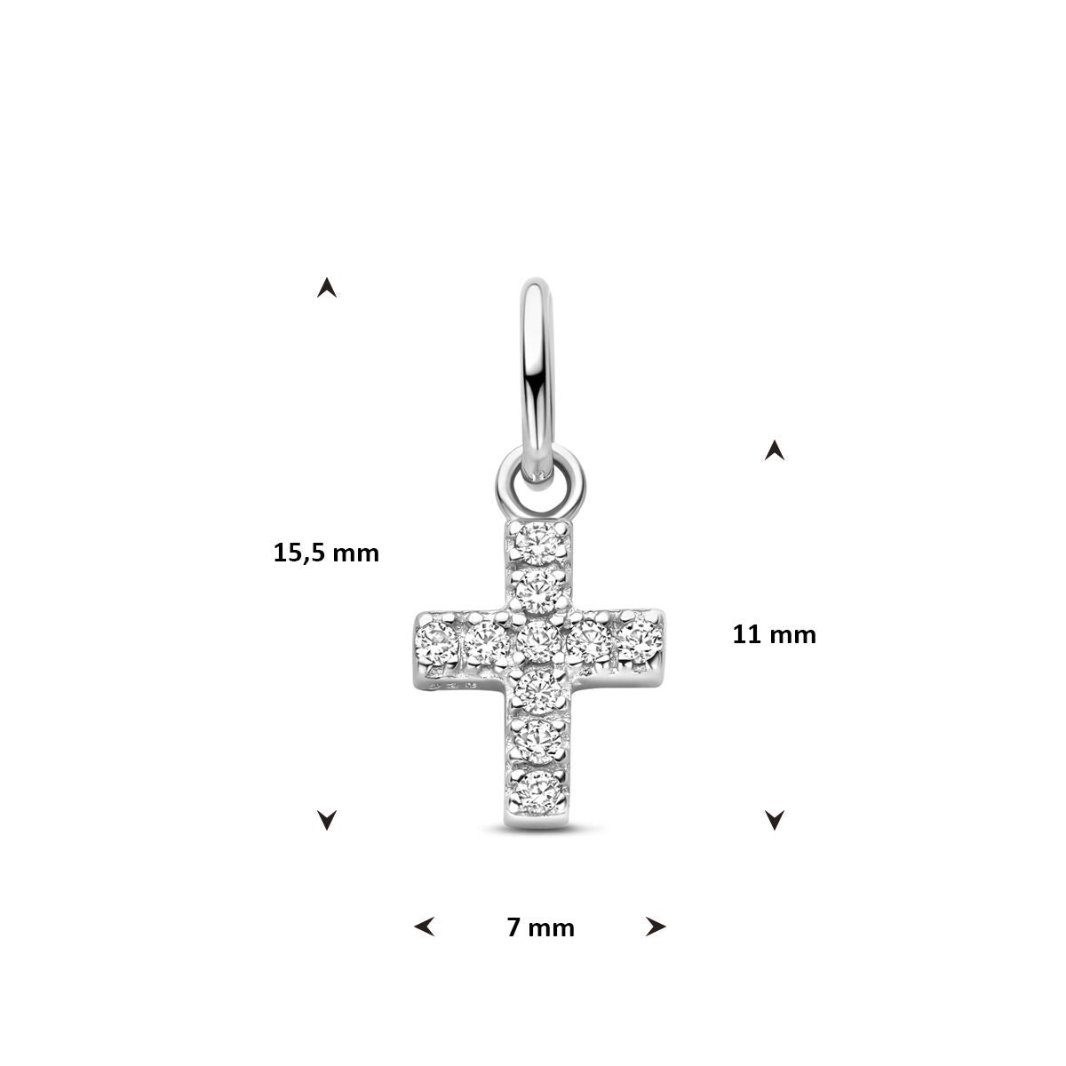 Pendentif en argent en forme de croix avec zircone 15,5 mm
