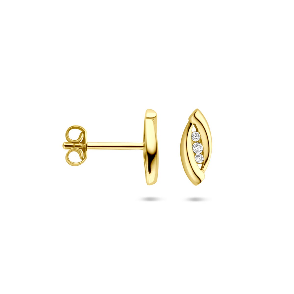 Puces d'oreilles en or jaune 14k avec zircone – design entourage étincelant