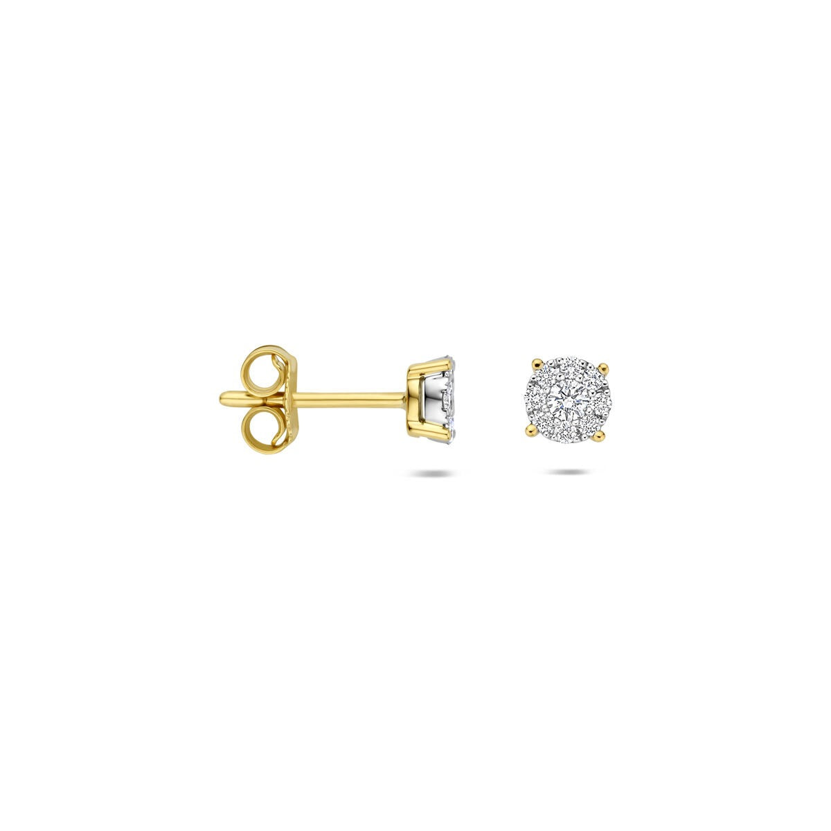 puces d'oreilles bicolores 14k avec diamant – 0.25ct, 5mm