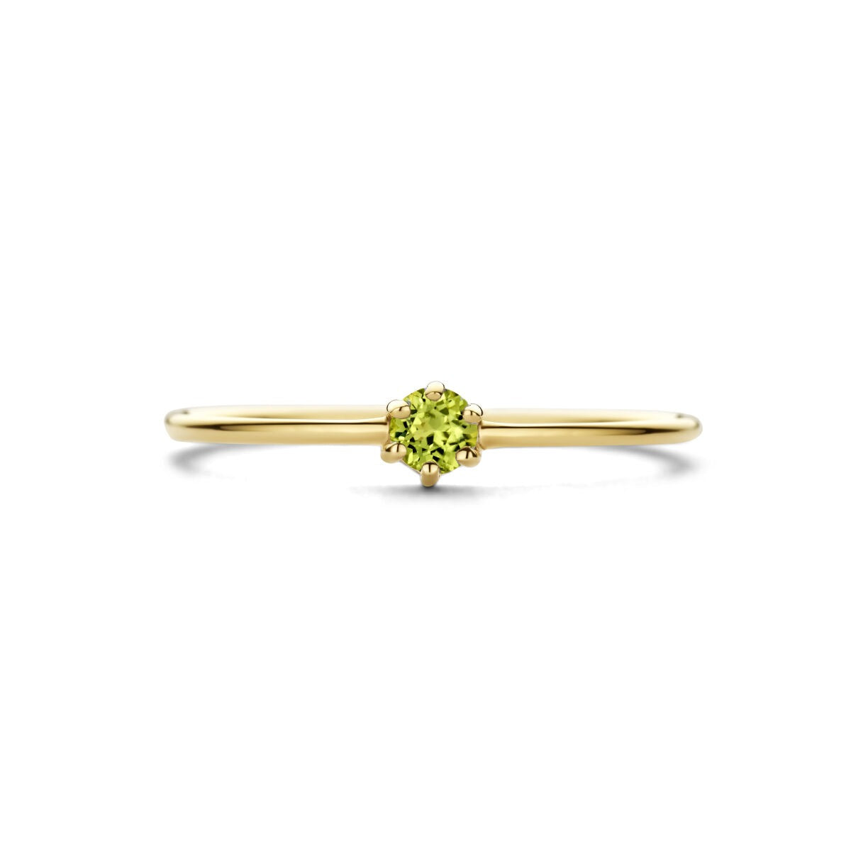 bague en or jaune 14k avec péridot – taillé en brillant