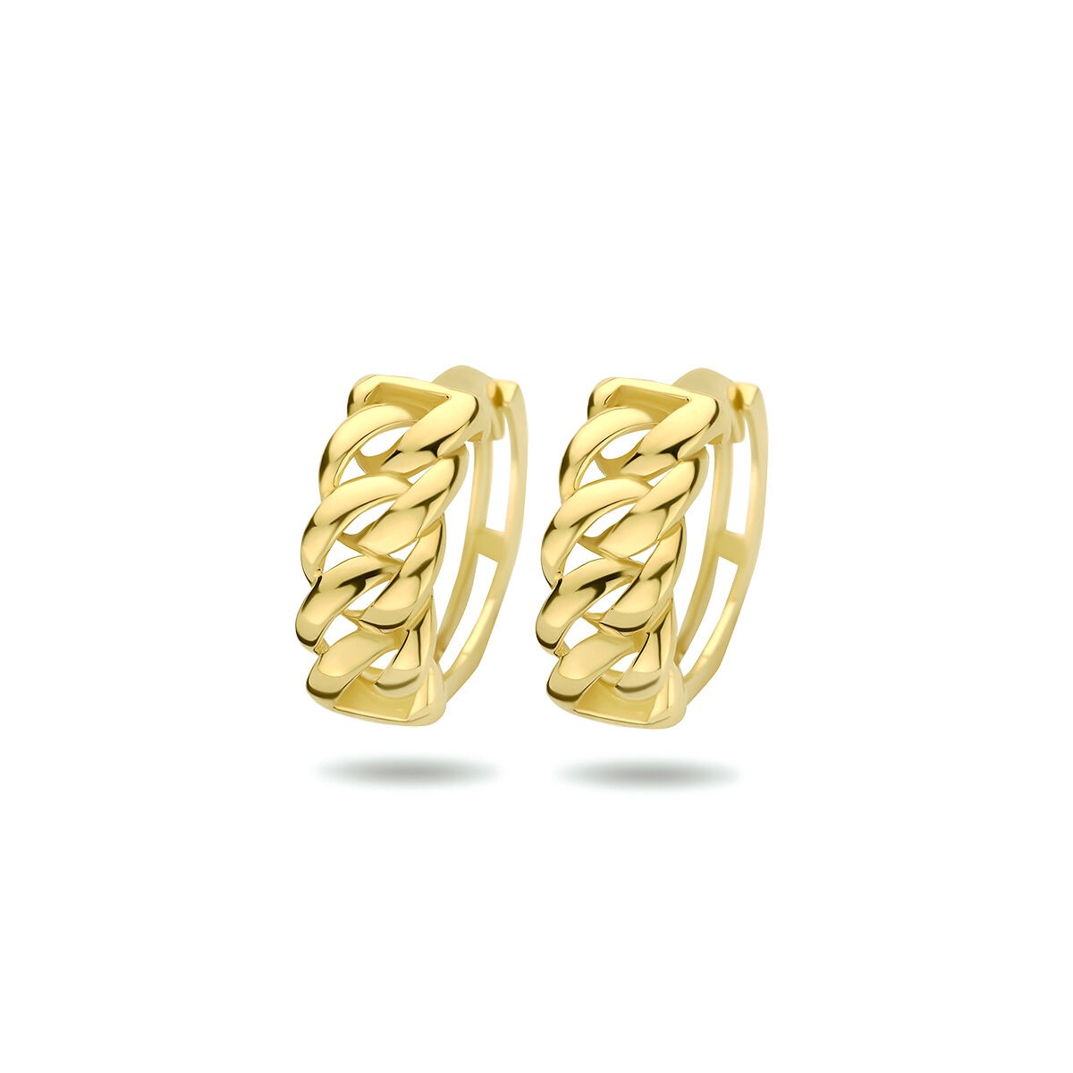 Boucles d'oreilles en or jaune de 9 carats, de forme tressée, mesurant 13 mm.