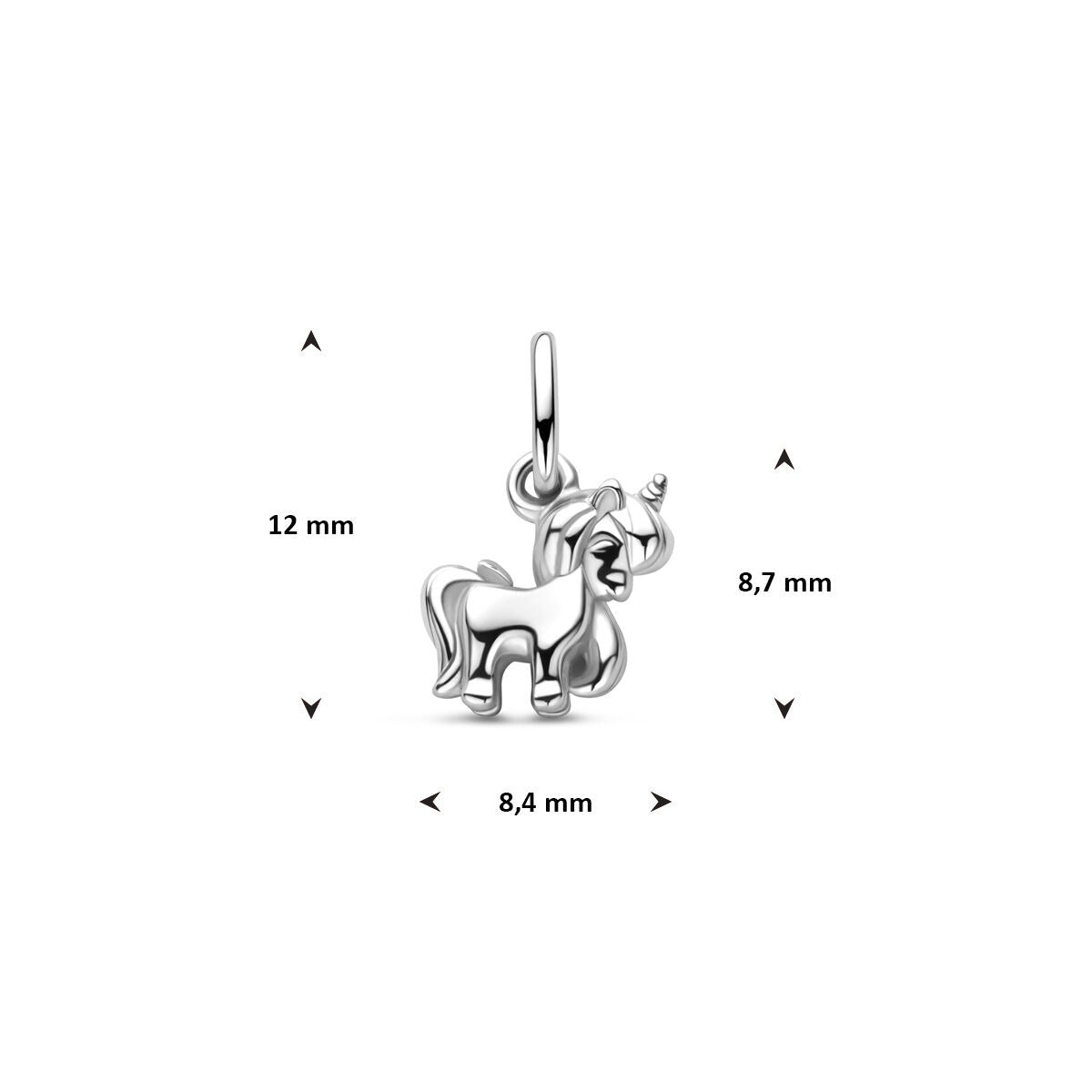 Pendentif pour enfant licorne – rhodié argent 925 12 mm